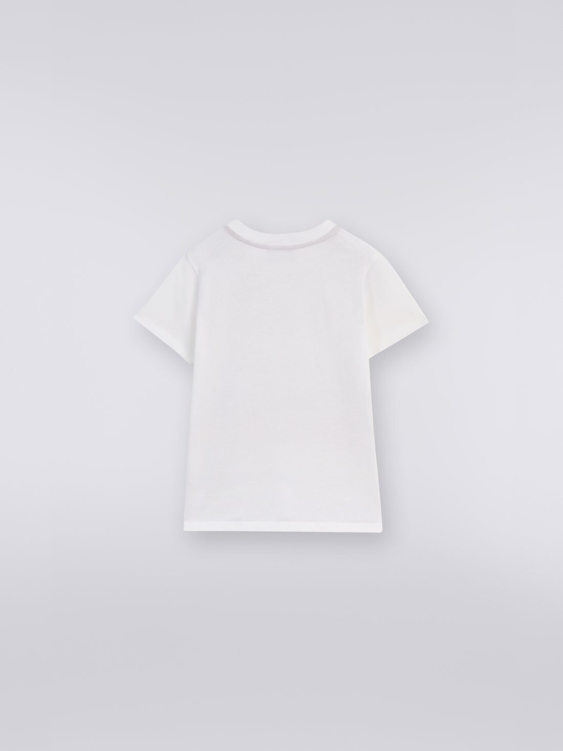Cotton short-sleeved crew-neck T-shirt with zigzag pattern and plain back., Multicoloured  - 8051575935909 - 1