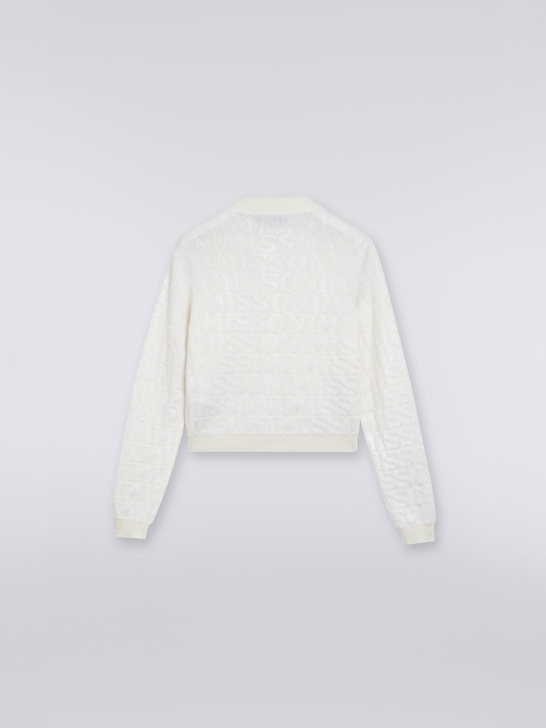Baumwoll-Cardigan mit Allover-Logoschriftzug, Weiß  - 8051575835834 - 1