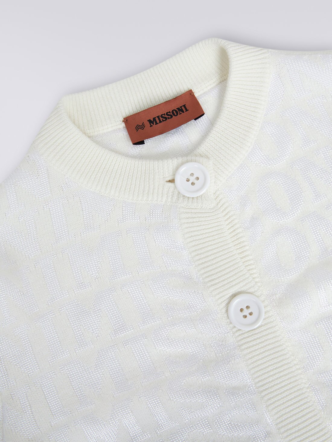 Baumwoll-Cardigan mit Allover-Logoschriftzug, Weiß  - 8051575835834 - 2