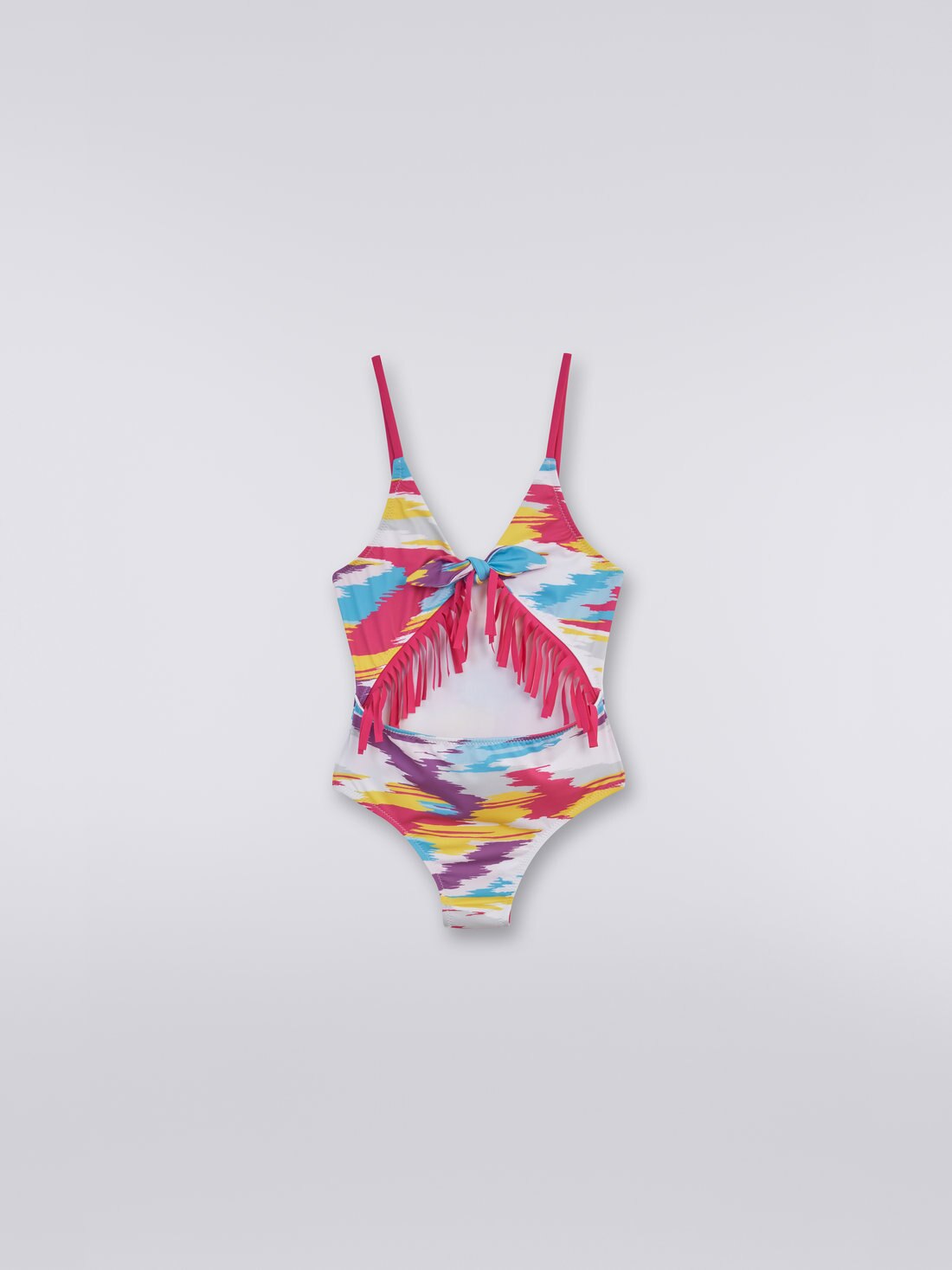 One-piece swimming costume with slub print and fringing, Multicoloured  - 8051575936944 - 0