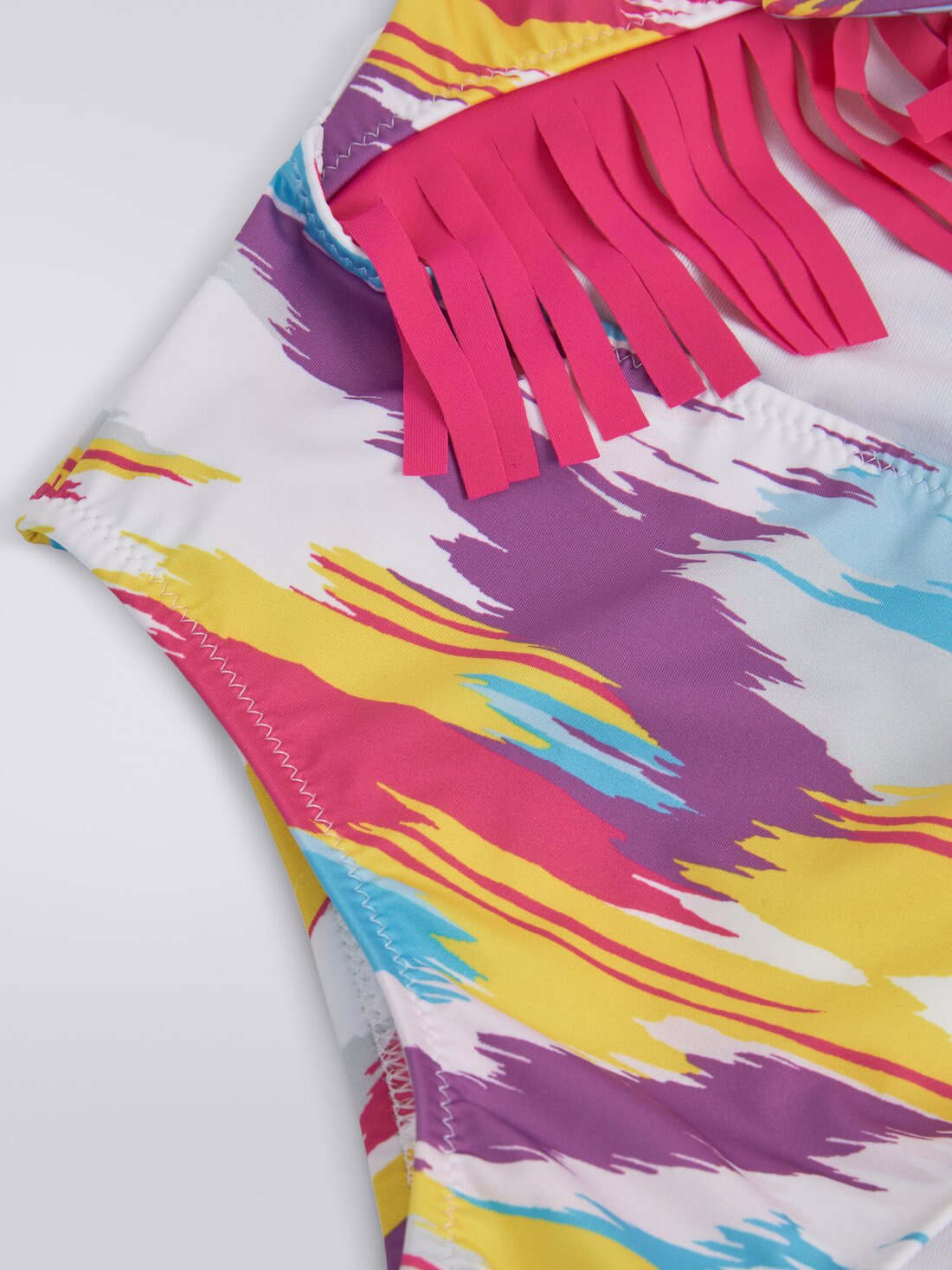 One-piece swimming costume with slub print and fringing, Multicoloured  - 8051575936944 - 2