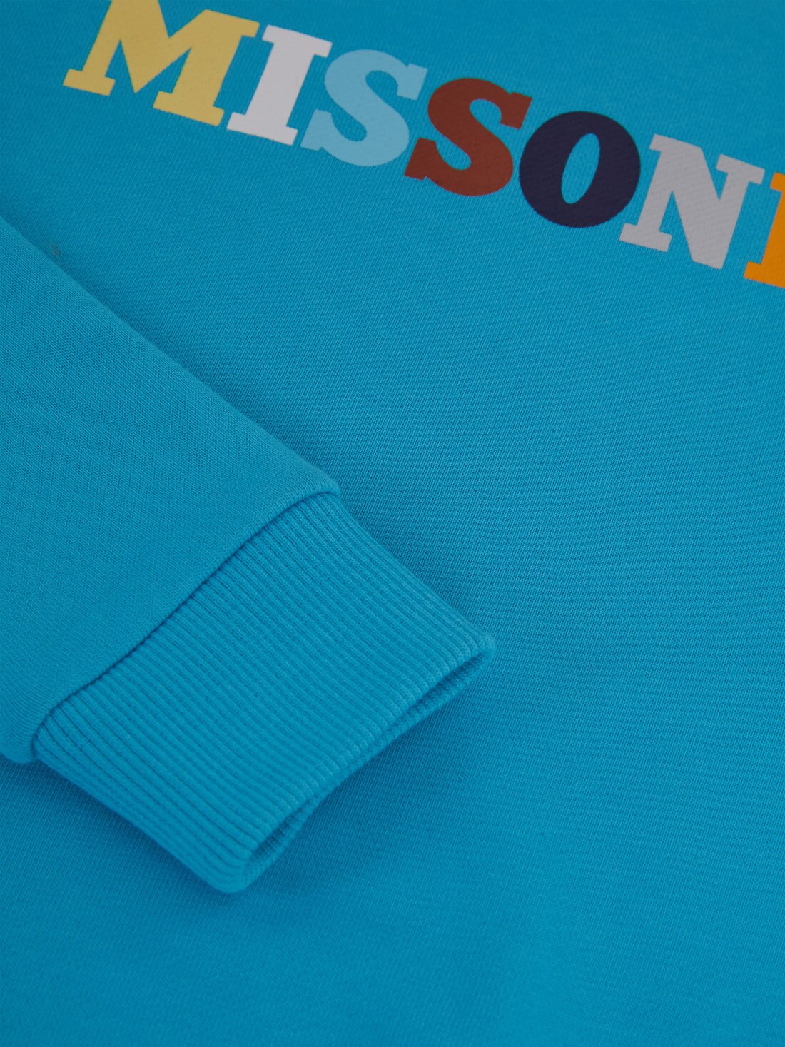Sweat-shirt en coton à col ras du cou avec logo multicolore, Turquoise  - 8051575937798 - 3