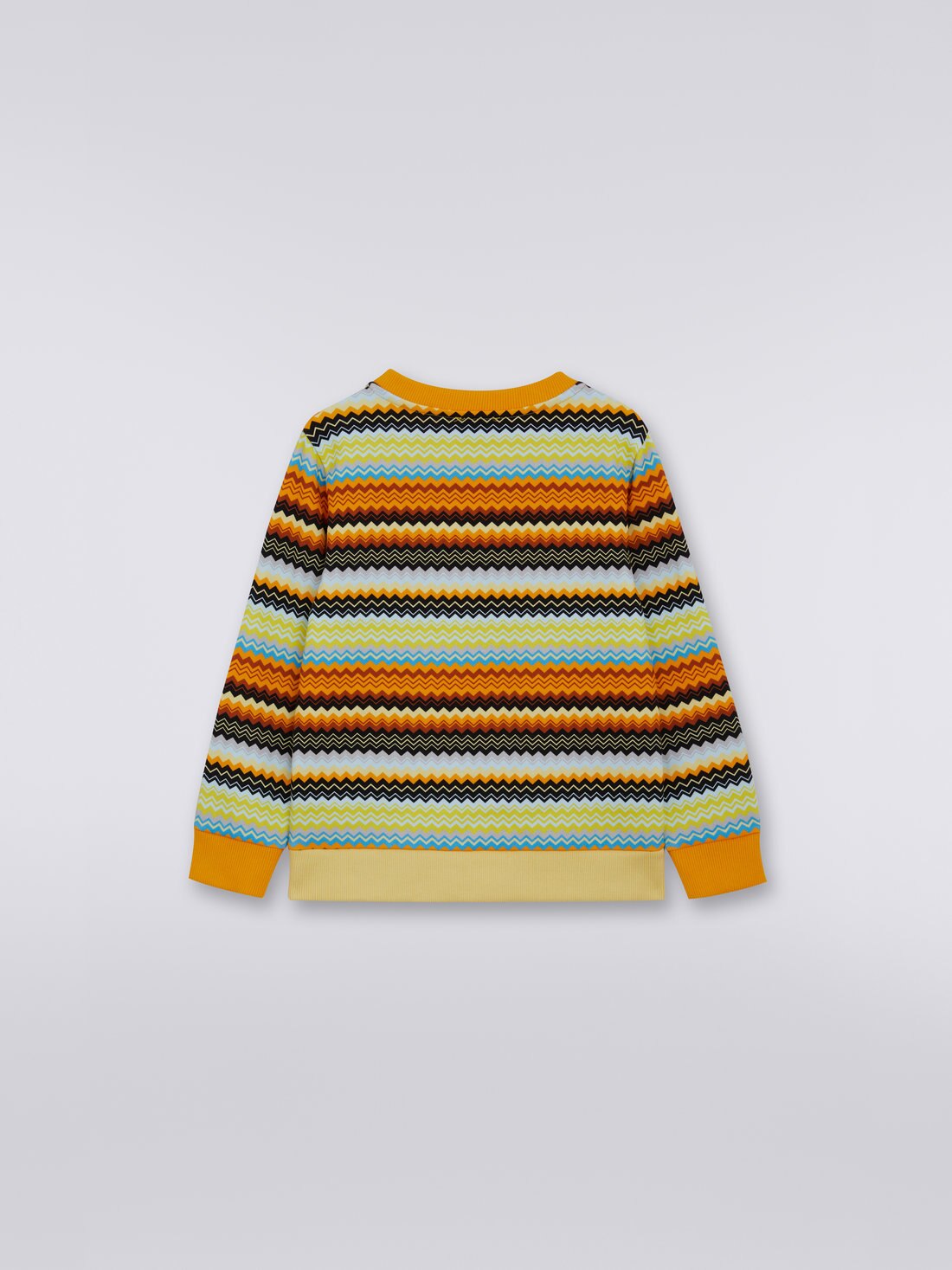 Sweat en coton à col ras du cou avec zigzag multicolore et logo, Multicolore  - 8051575938009 - 1