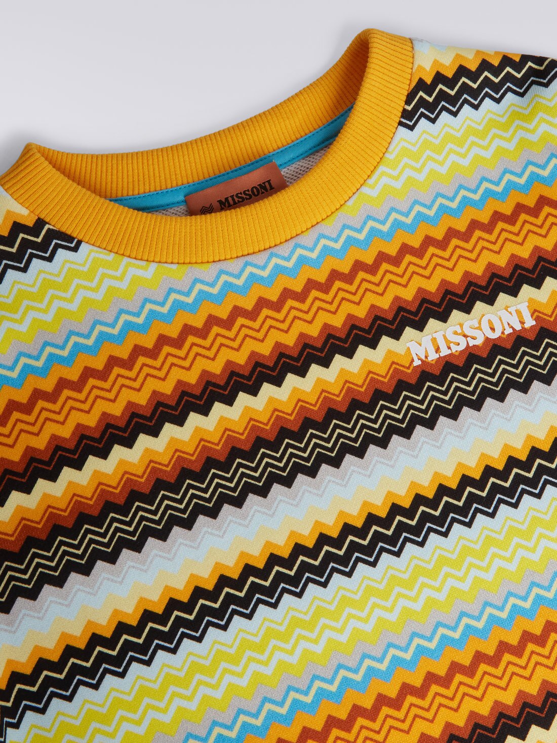 Sweat en coton à col ras du cou avec zigzag multicolore et logo, Multicolore  - 8051575938009 - 2
