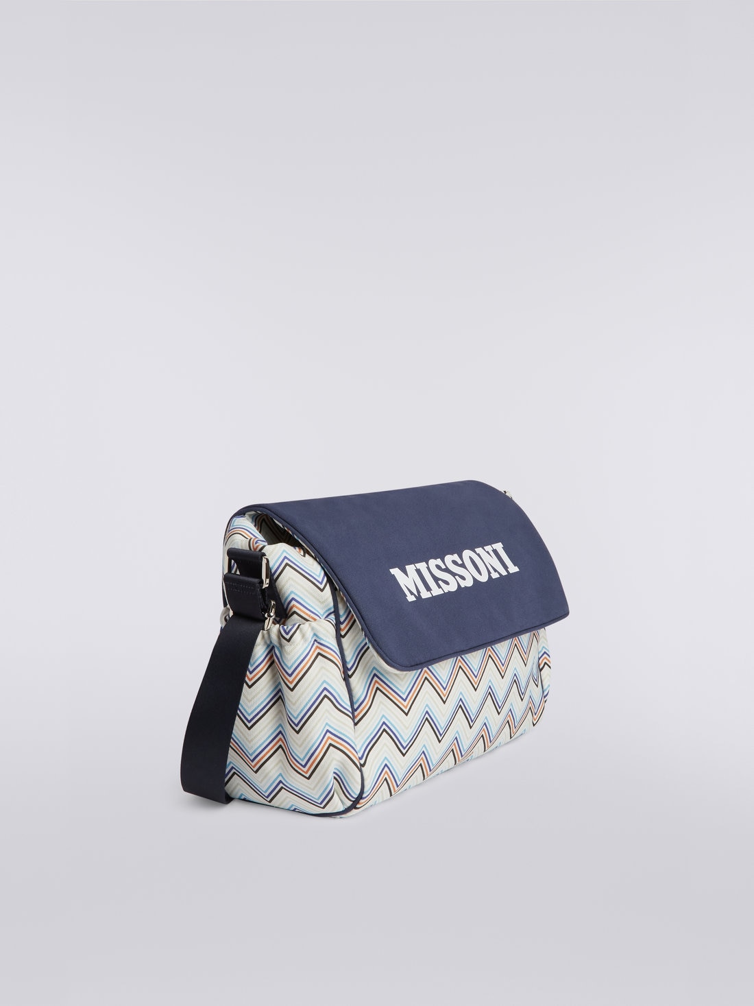 Zigzag cotton shoulder bag with logo lettering Multicoloured Missoni