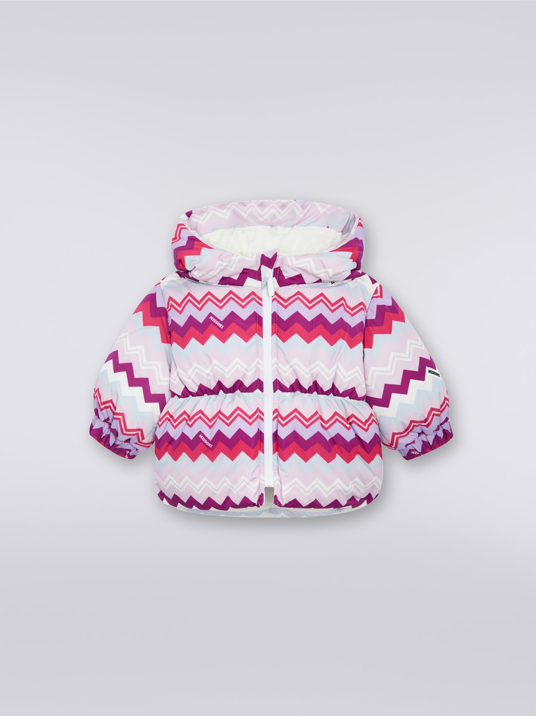 Zigzag nylon jacket with gather, Multicoloured  - 8053147118437 - 0