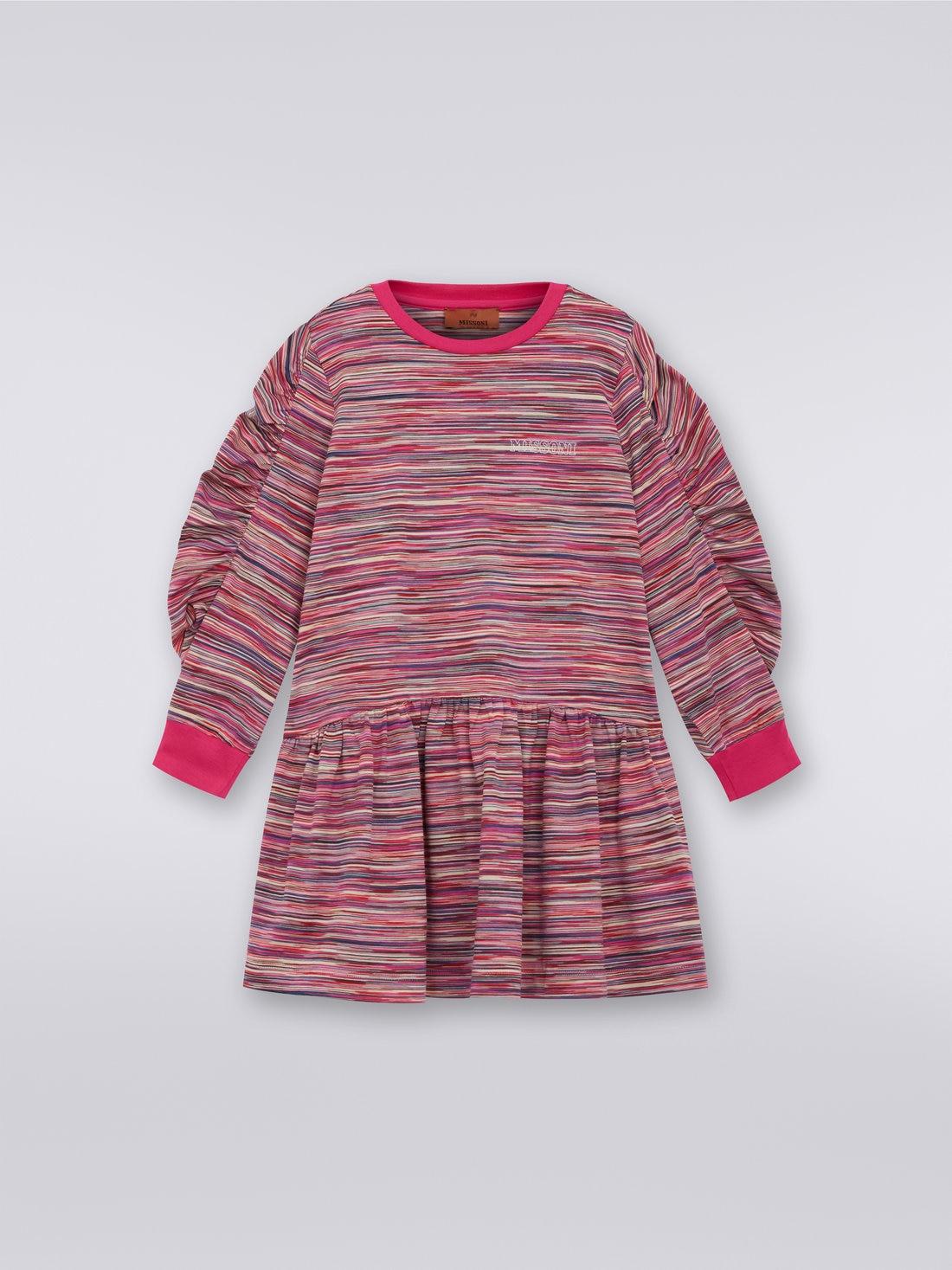 Langärmeliges Baumwollkleid mit Logo, Mehrfarbig  - KS23WG03BV00E0S30CI - 0