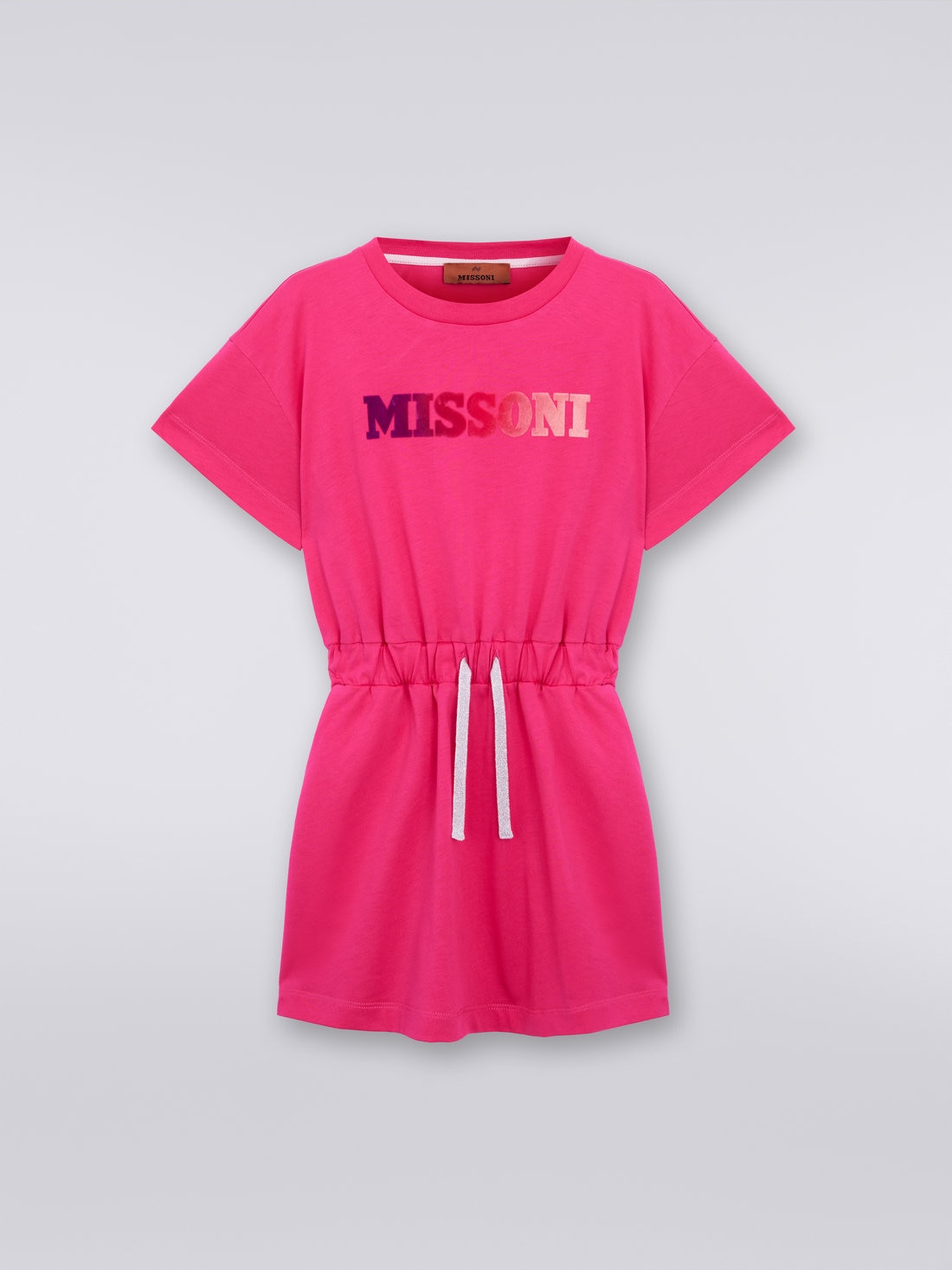 Abito a maniche lunghe in cotone con logo, Rosa   - 8053147030630 - 0