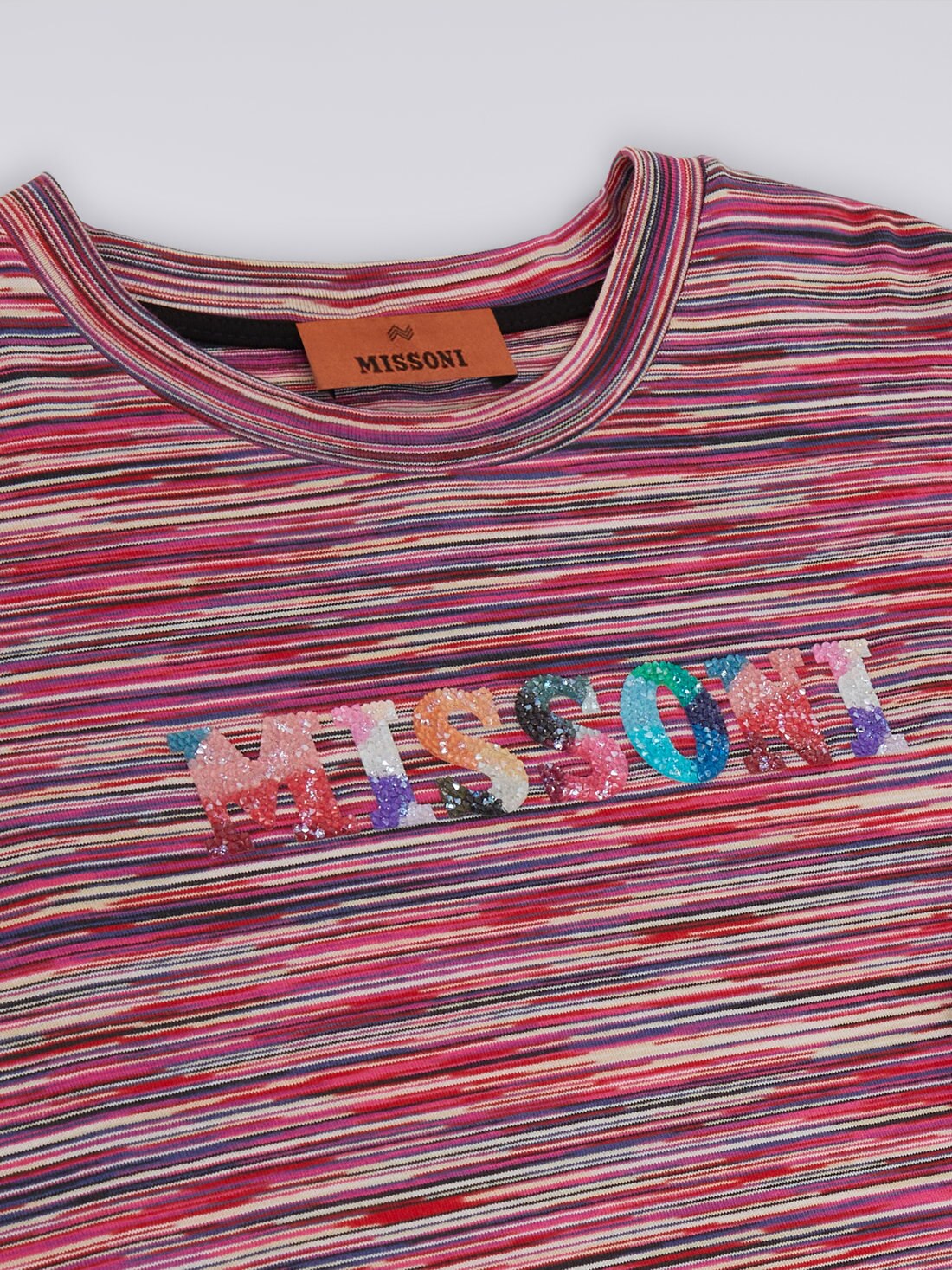 Oversized short-sleeved dress with logo and sequins, Multicoloured  - 8053147031149 - 2
