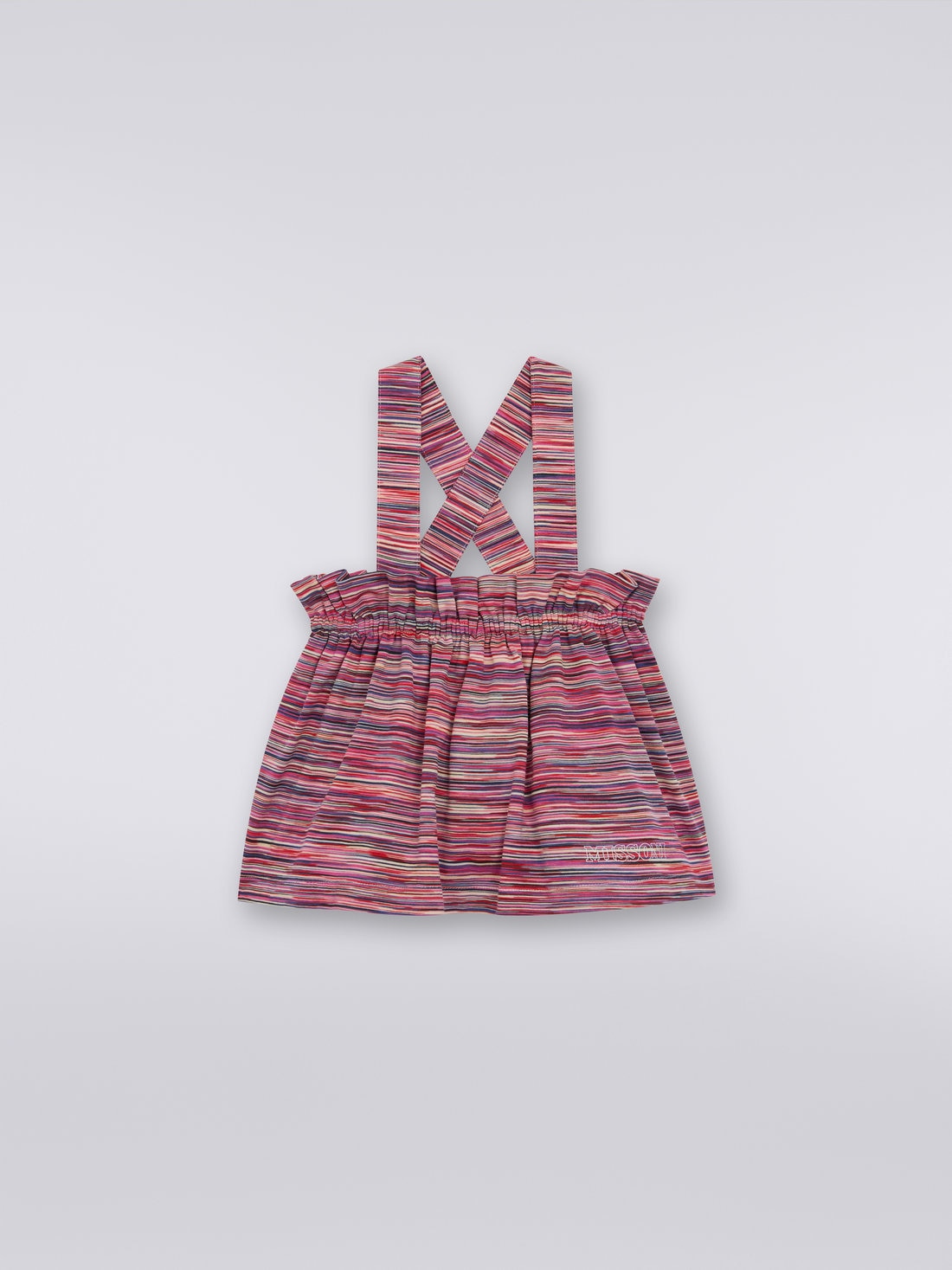 Jupe en coton flammé avec bretelles, Multicolore  - 8053147031392 - 0