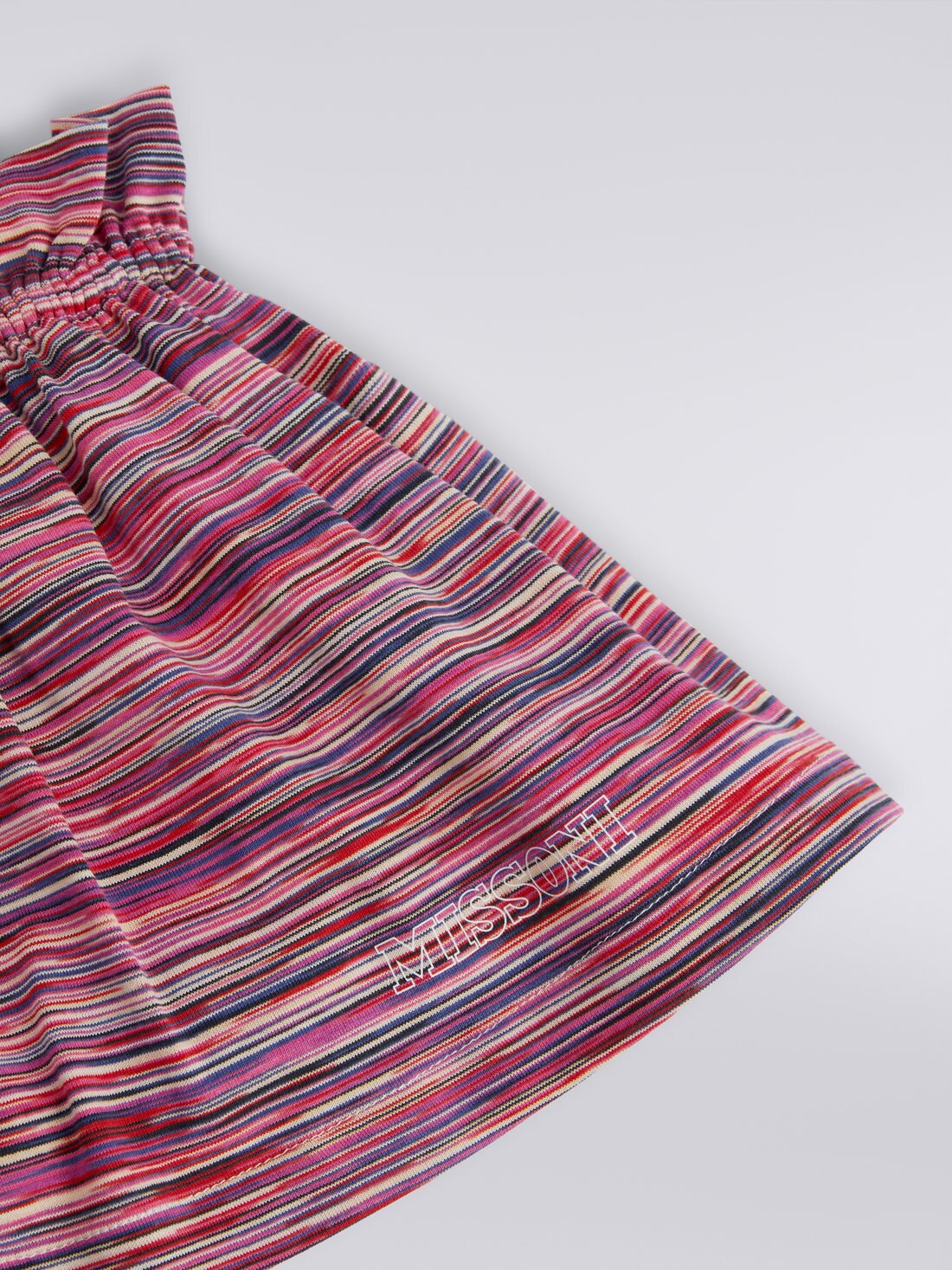 Slub cotton skirt with braces , Multicoloured  - KS23WH00BV00E0S30CI - 3