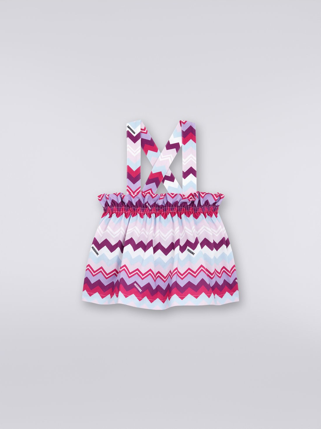 Skirt in zigzag cotton blend with braces, Multicoloured  - 8053147031408 - 0