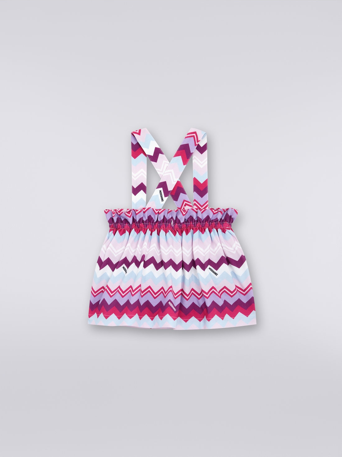Skirt in zigzag cotton blend with braces, Multicoloured  - 8053147031408 - 1