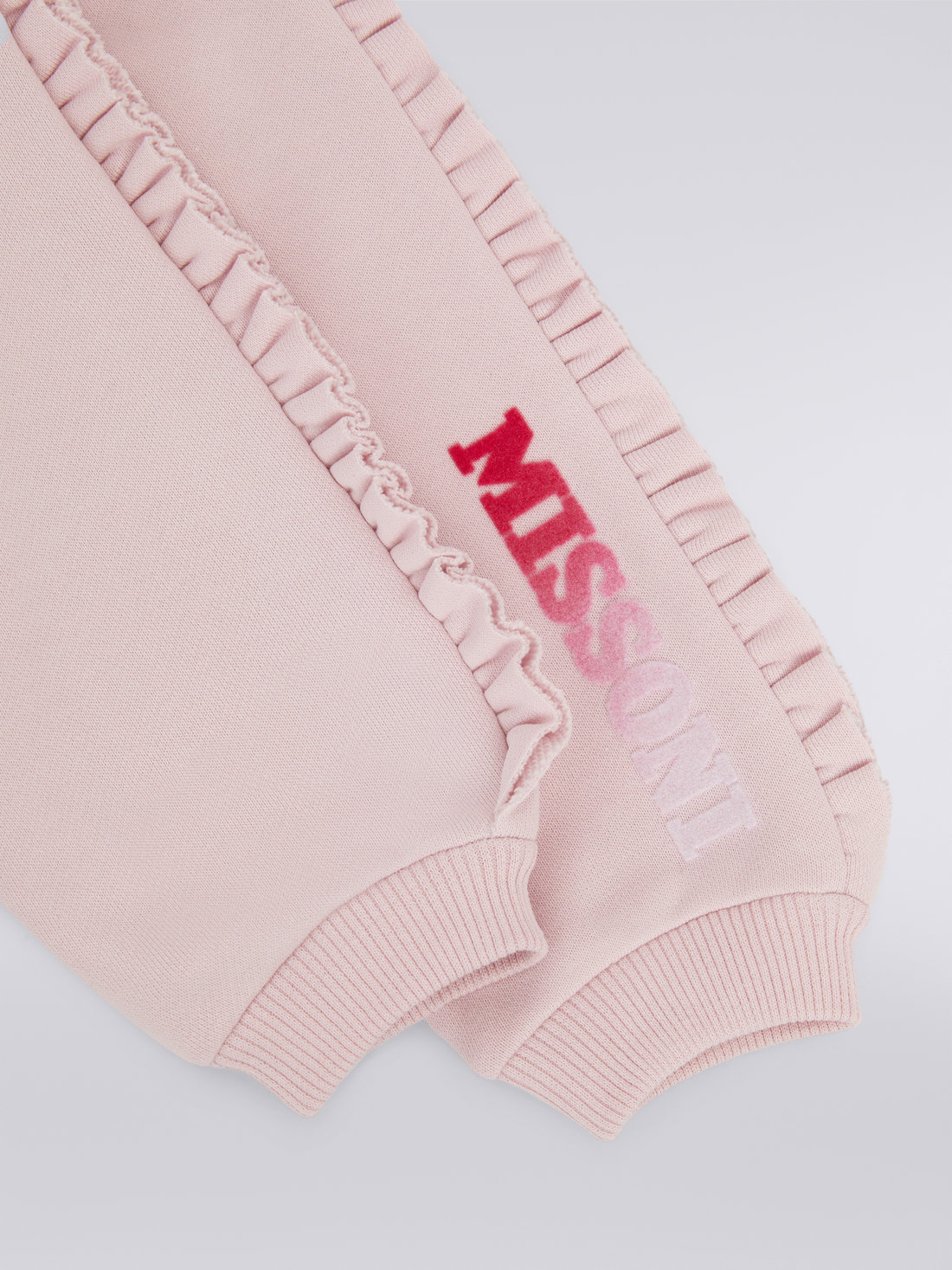 Cotton fleece joggers with gathers and logo Pink | Missoni
