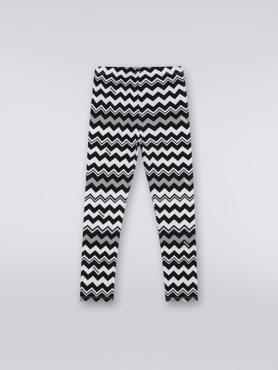 Zigzag cotton blend leggings, Black & White - 8053147032276 - 1