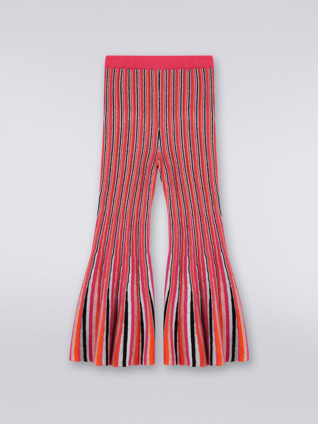 Viscose blend vertical striped flared trousers with lurex, Multicoloured  - 8053147032566 - 1