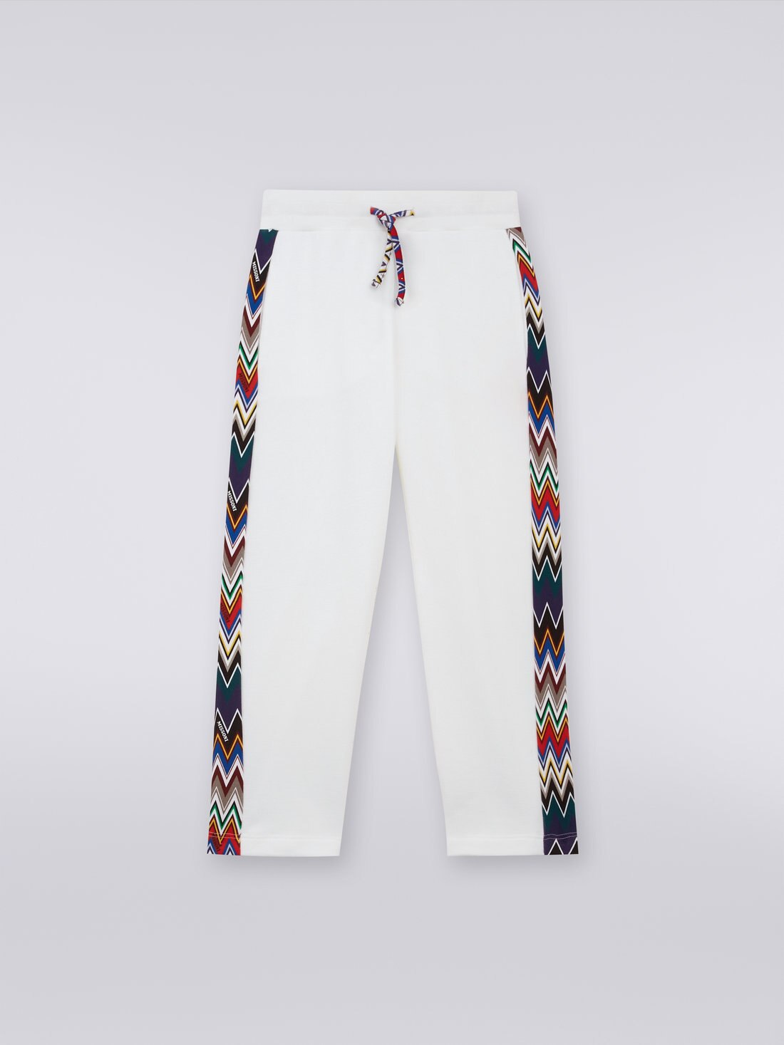 Cotton fleece joggers with chevron inserts, Multicoloured  - 8053147033006 - 0