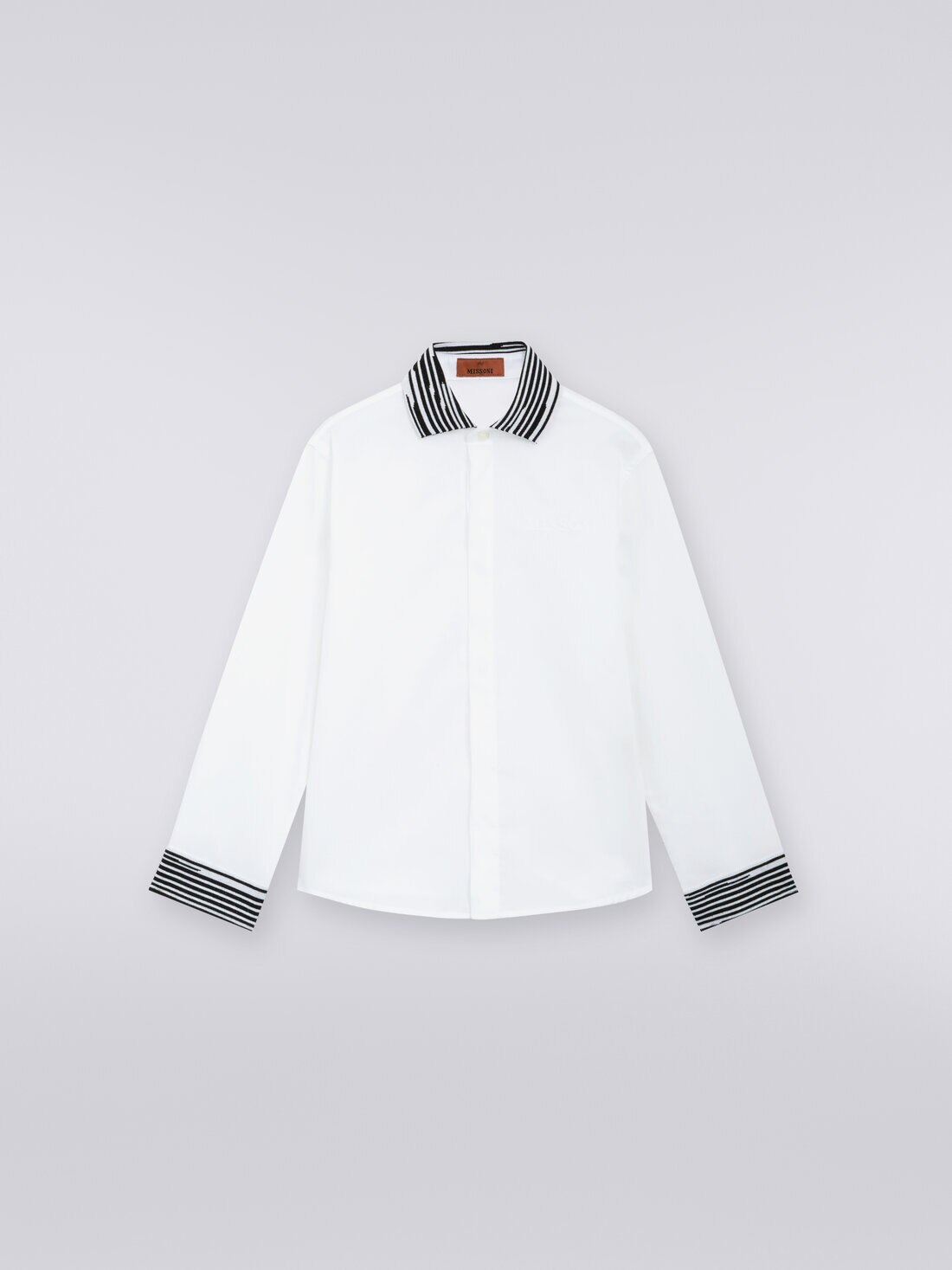 Camicia a maniche lunghe in cotone, Bianco & Nero - KS23WJ02BV00EOSM92N - 0