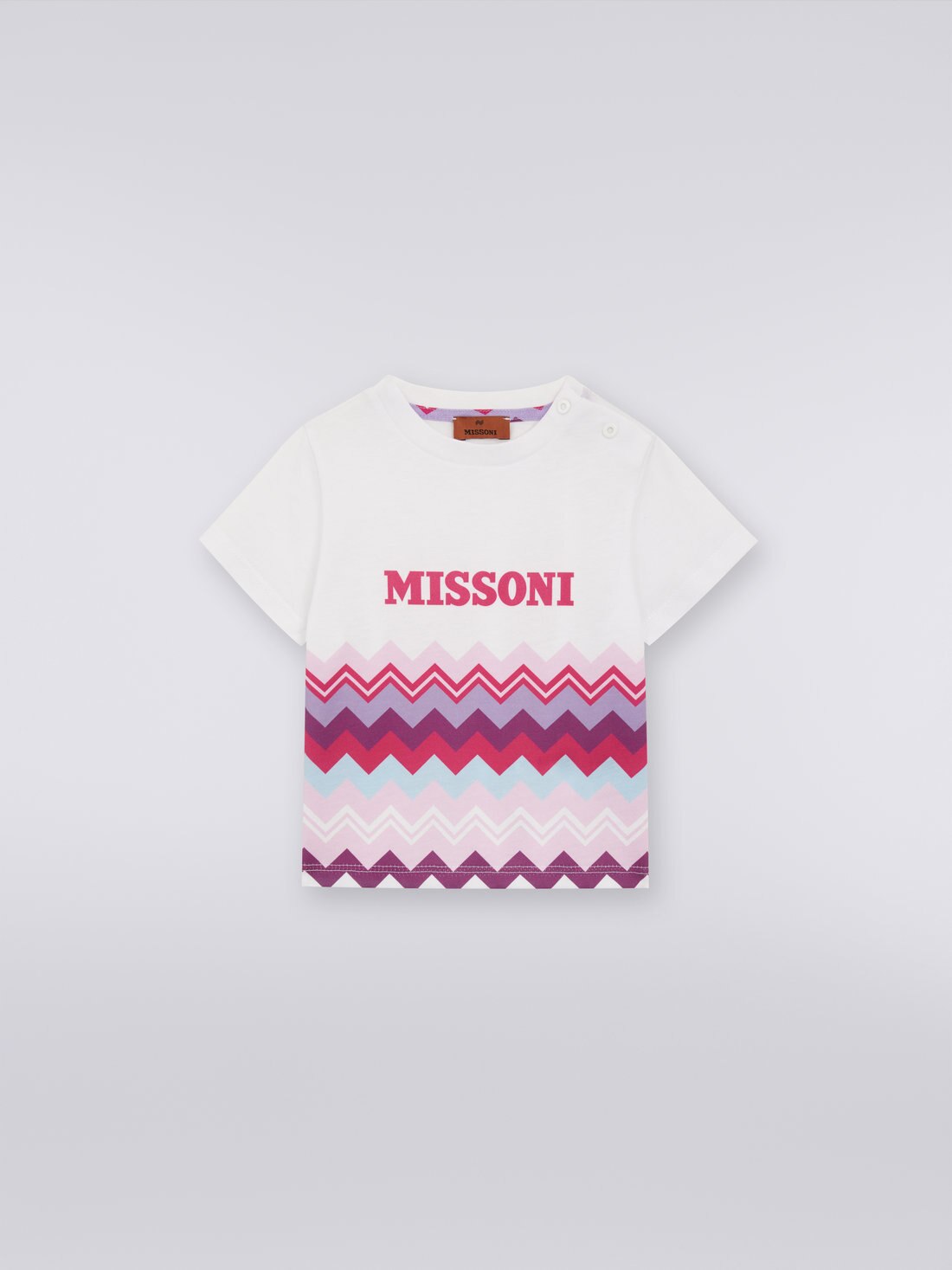 Short-sleeved cotton T-shirt with zigzag and logo White | Missoni