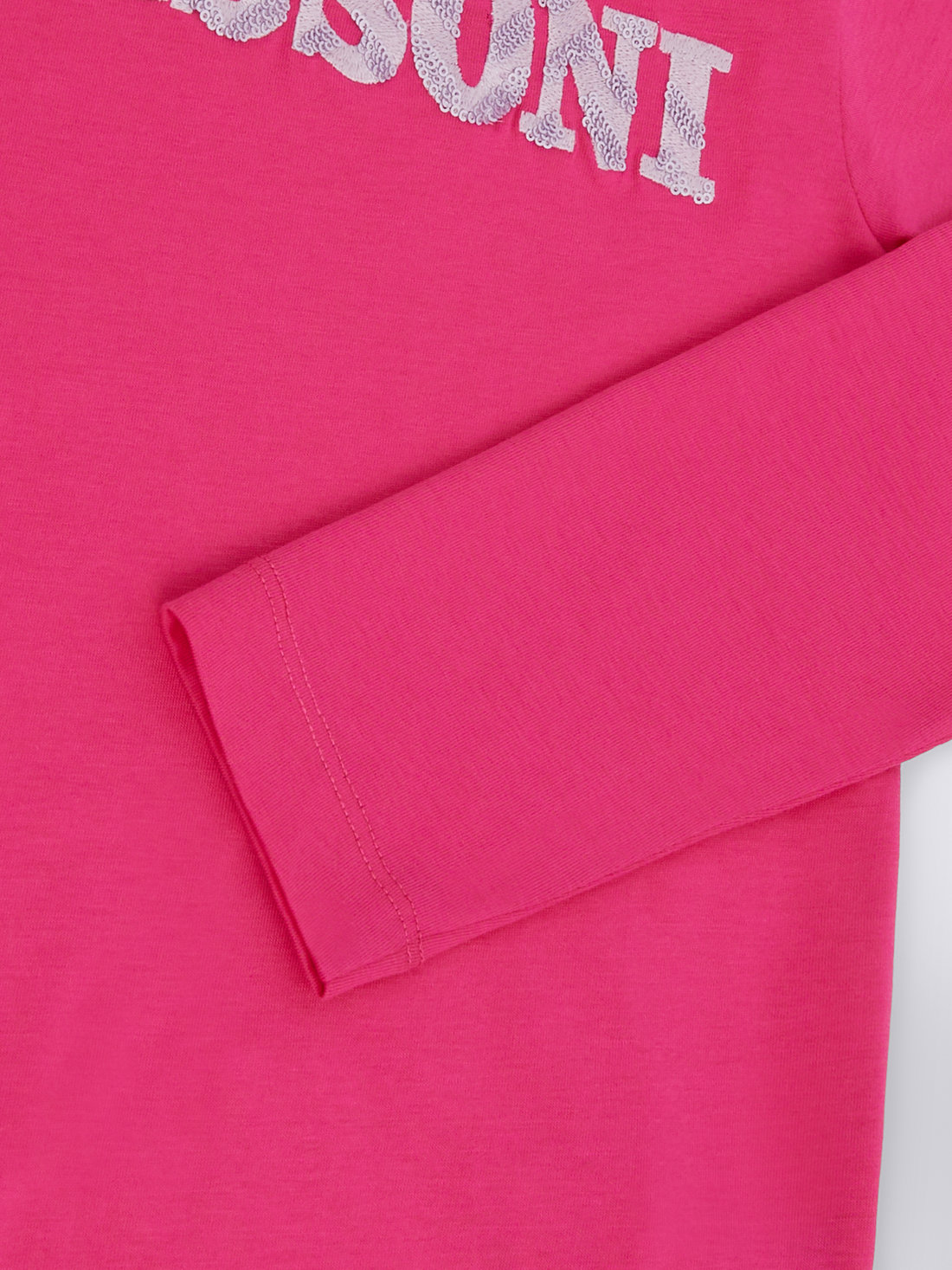 Long-sleeved cotton pullover with sequin logo, Pink   - 8053147033969 - 3