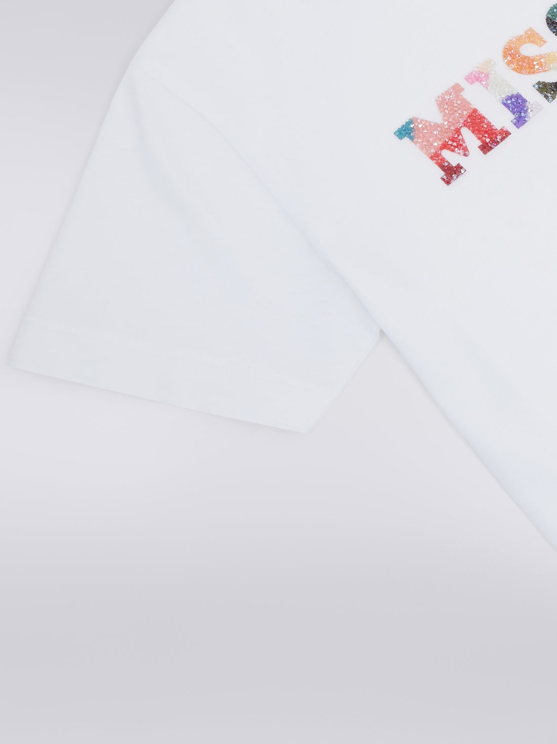 Baumwoll-T-Shirt mit Pailletten-Logo, Weiß  - 8053147034300 - 3