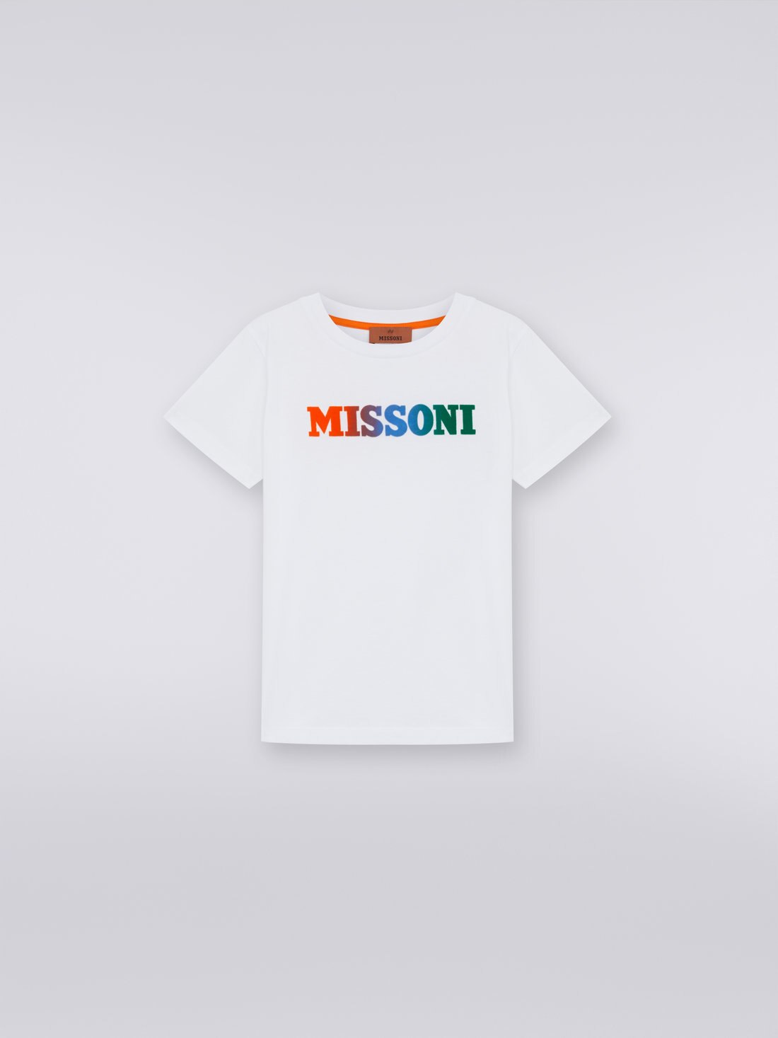 Short-sleeved cotton T-shirt with logo , White  - 0
