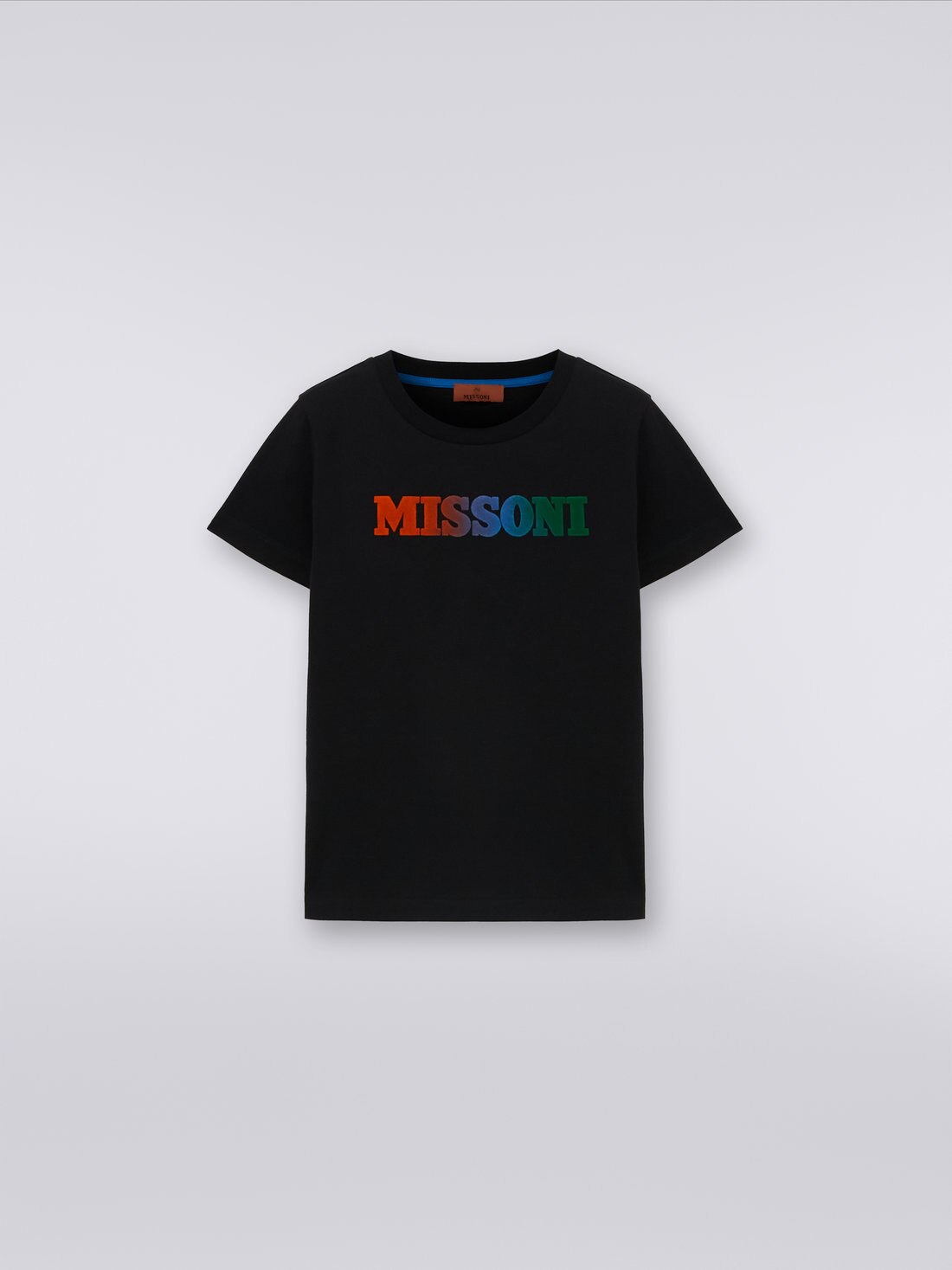 Kurzärmeliges Baumwoll-T-Shirt mit Logo, Schwarz    - 8053147034379 - 0