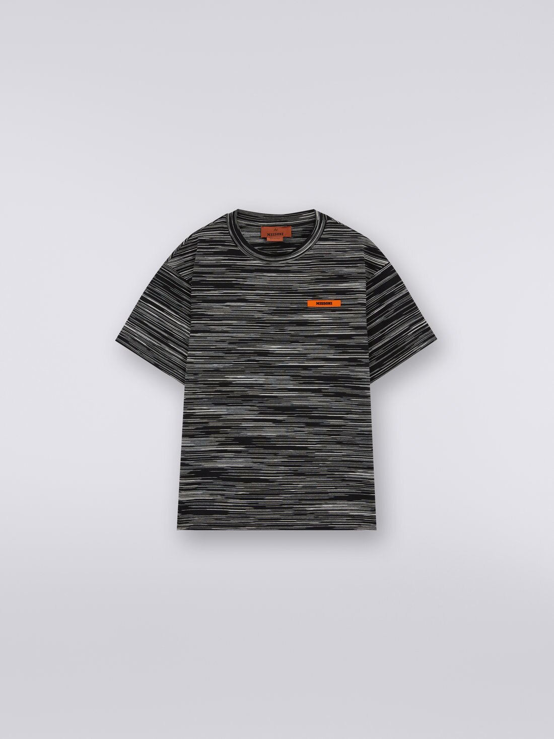 Short-sleeved slub cotton T-shirt, Black    - KS23WL0IBV00E3SM973 - 0