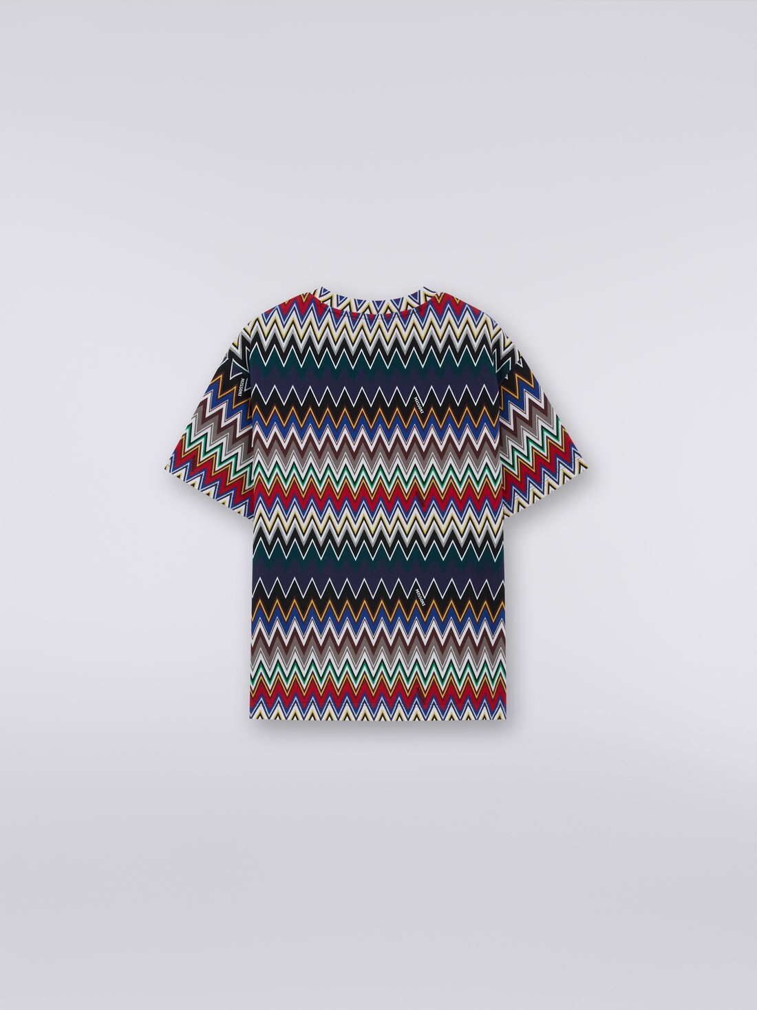 Cotton blend T-shirt with zigzag weave, Multicoloured  - KS23WL0NBV00E3SM923 - 1