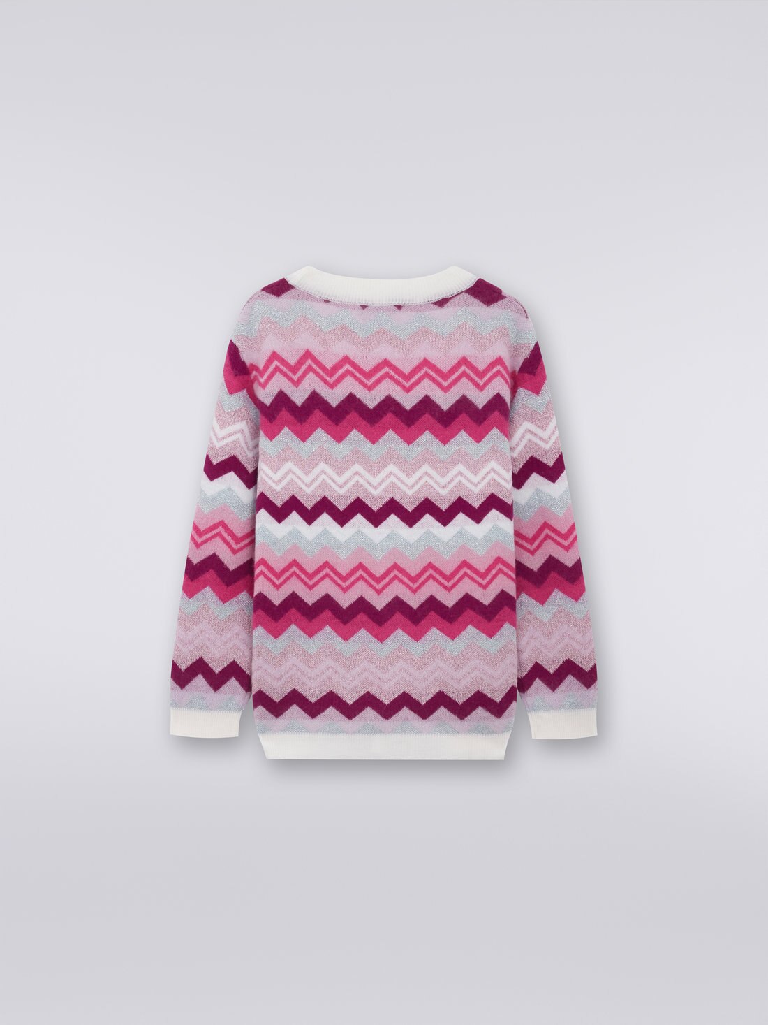 Zigzag wool cardigan with pockets , Multicoloured  - KS23WM07BV00E0SM923 - 1