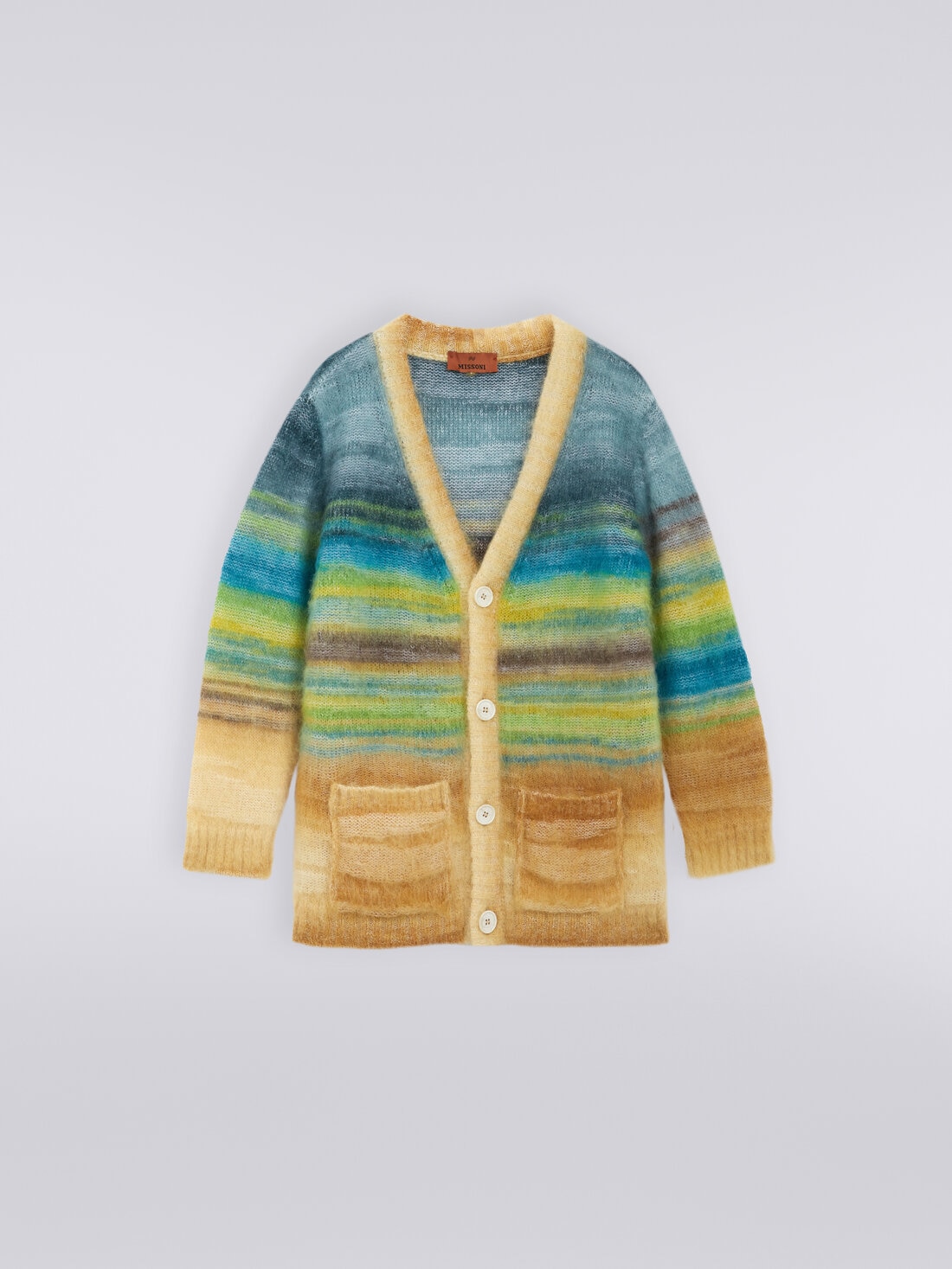 Cárdigan en mezcla de alpaca y mohair, Multicolor  - KS23WM0ABV00EOSM923 - 0