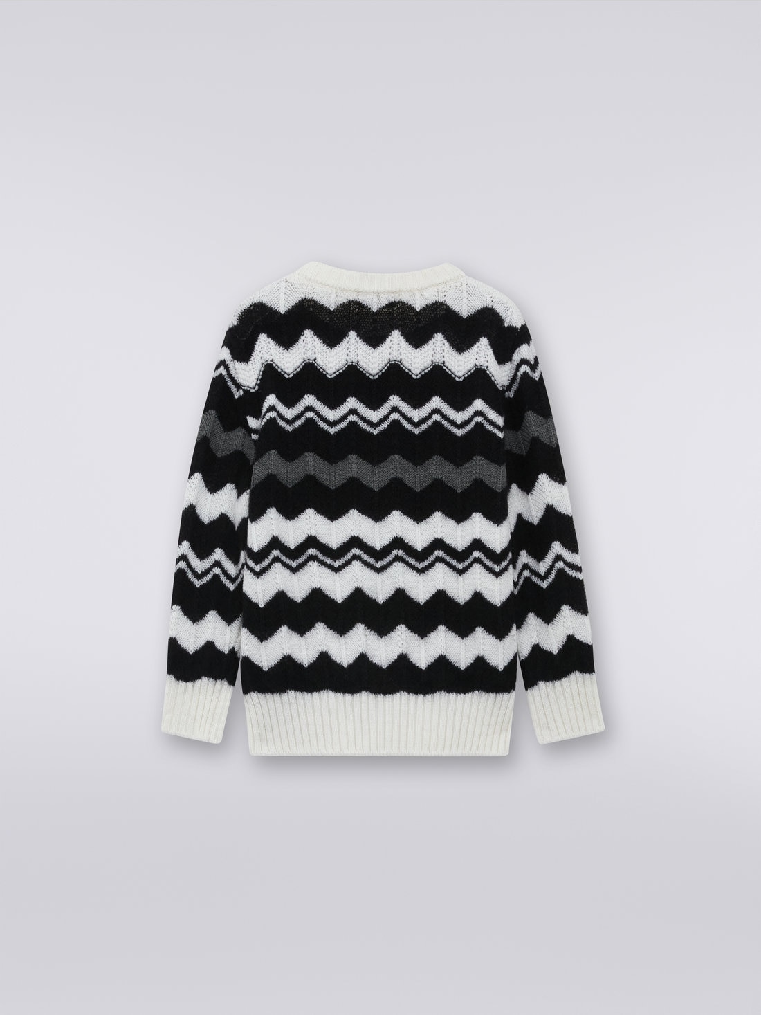 Pull à col ras-du-cou en laine à zig zag, Noir & Blanc - 8053147036052 - 1