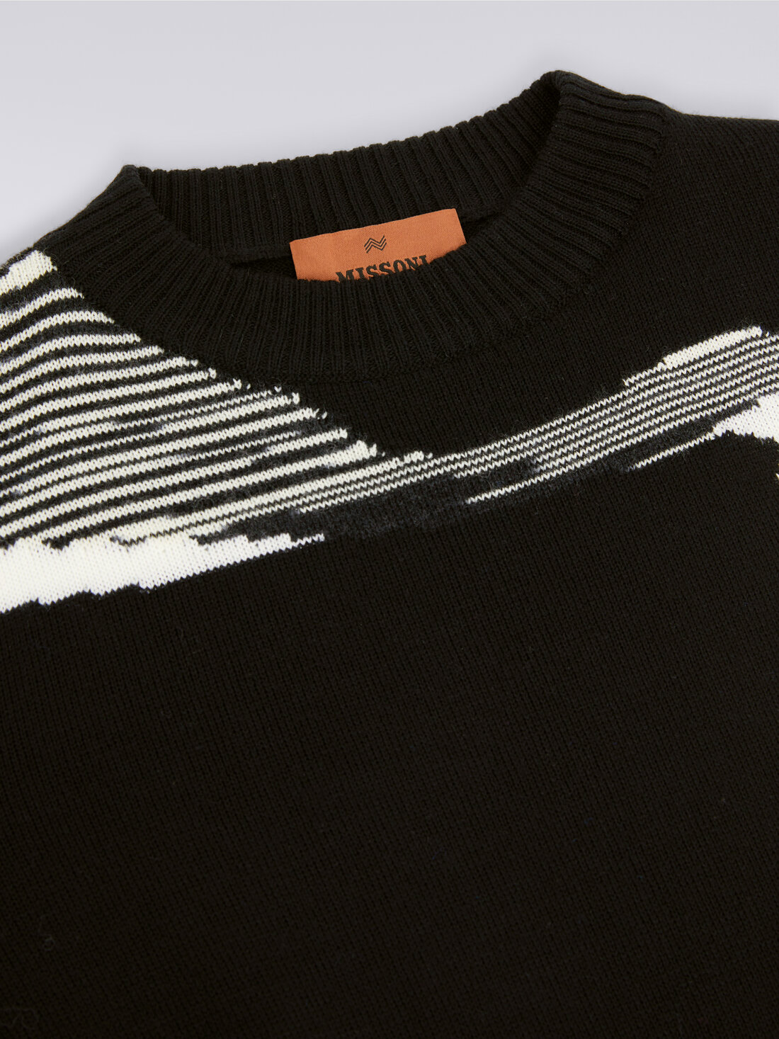 Pure virgin wool crew-neck sweater, Black & White - KS23WN0CBV00EOSM92O - 2