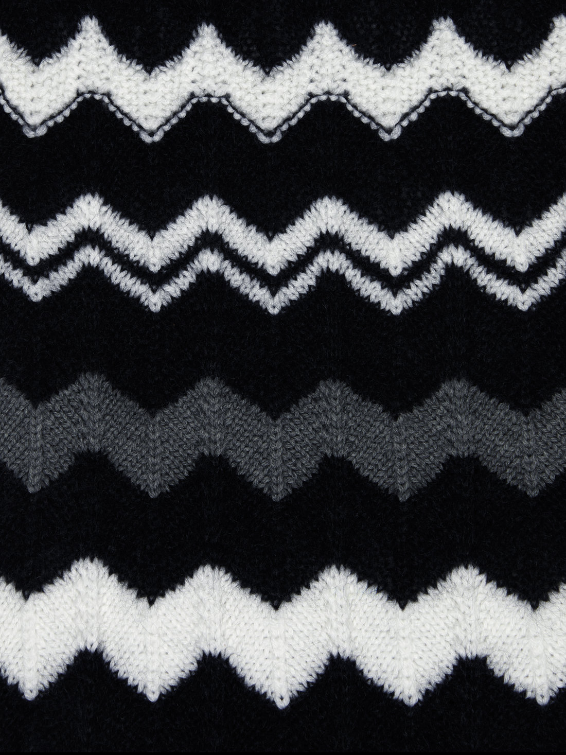Wool zigzag scarf, Black & White - 2