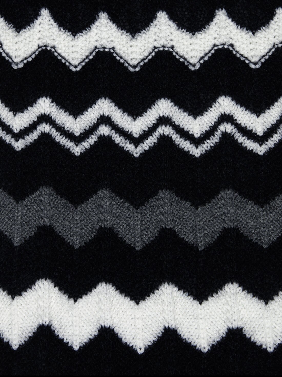 Écharpe en laine à zig zag, Noir & Blanc - 8053147036830 - 2