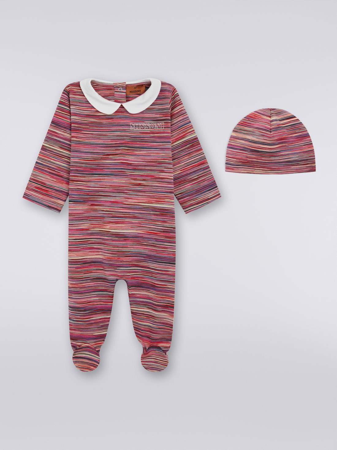 Two-piece set with slub cotton jumpsuit and docker hat, Multicoloured  - 8053147036960 - 0