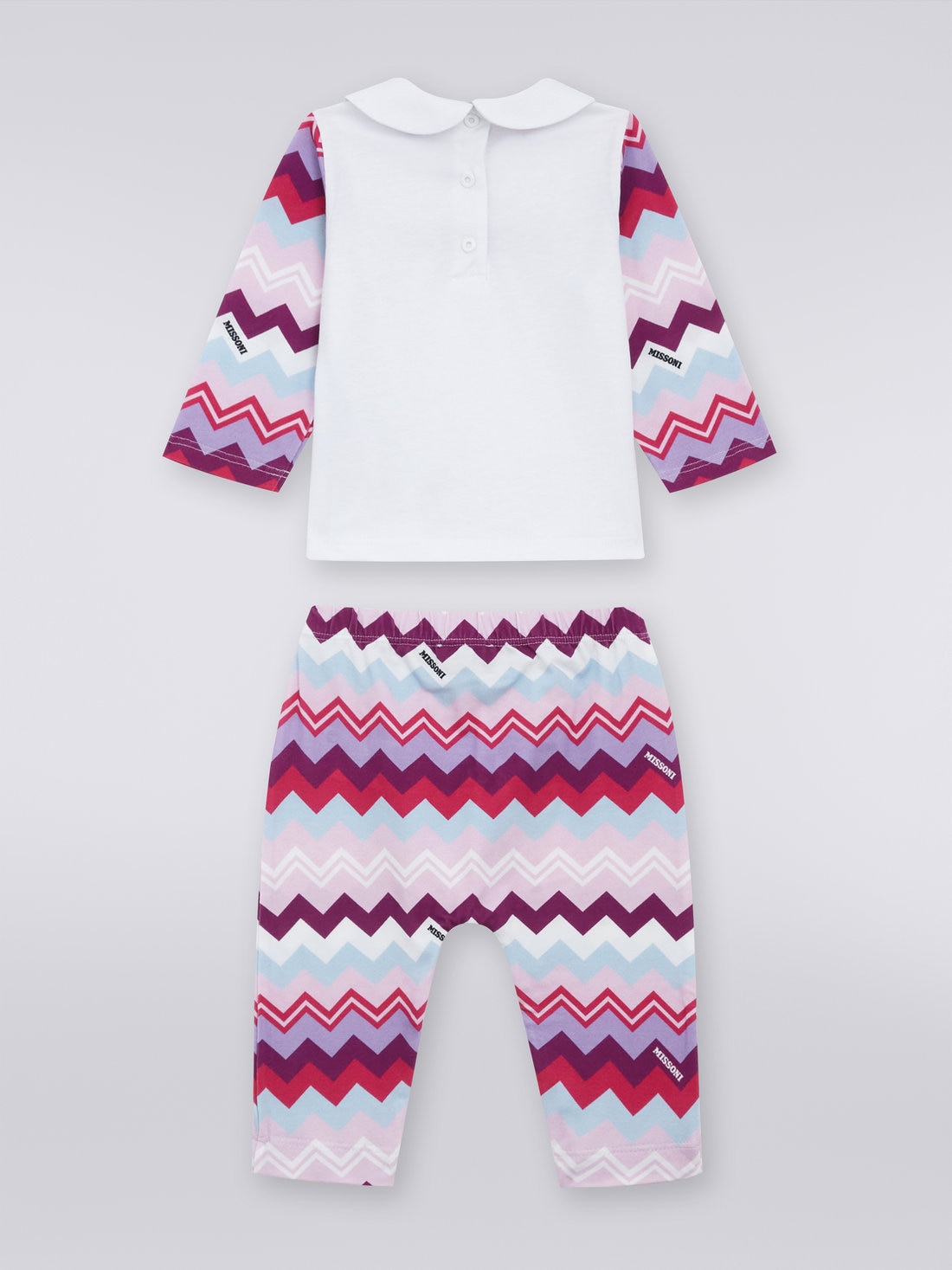 Three-piece set in cotton with zigzag pattern Multicoloured