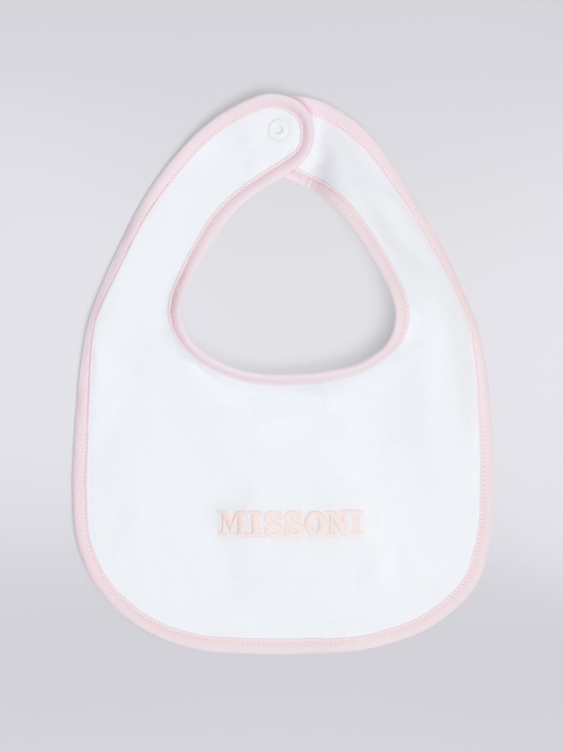 Ensemble trois pièces avec grenouillère, bavoir et bonnet en coton avec logo, Rose   - 8053147037141 - 4