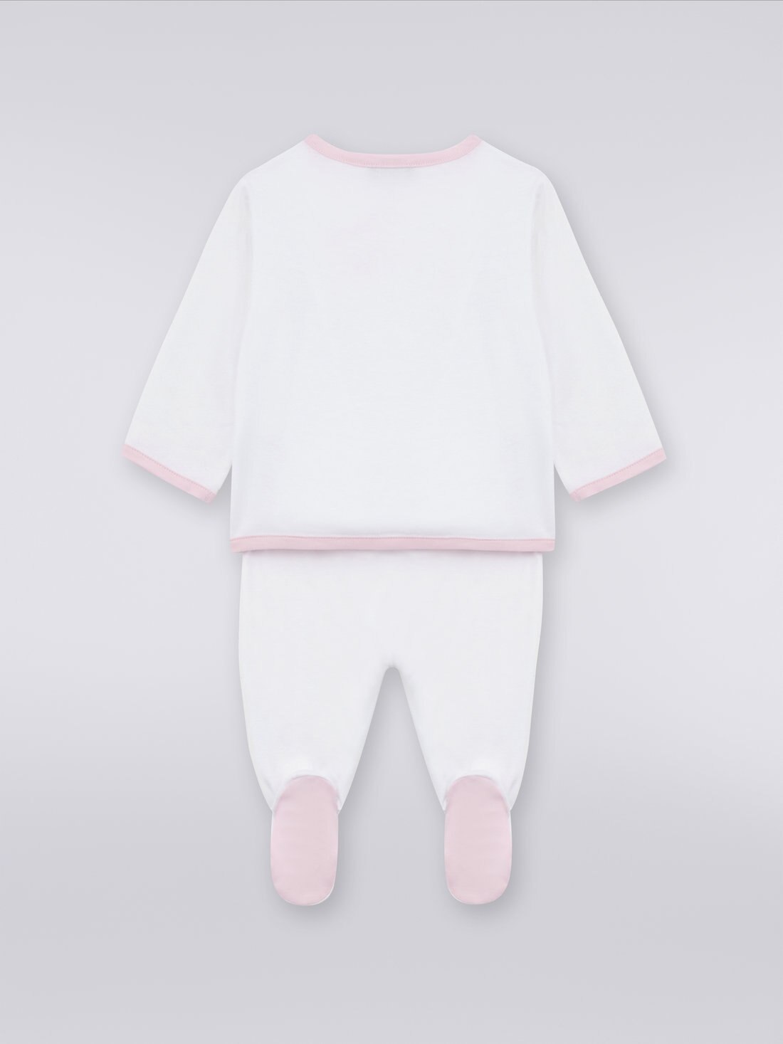 Ensemble trois pièces avec grenouillère, bavoir et bonnet en coton avec logo, Rose   - 8053147037141 - 5