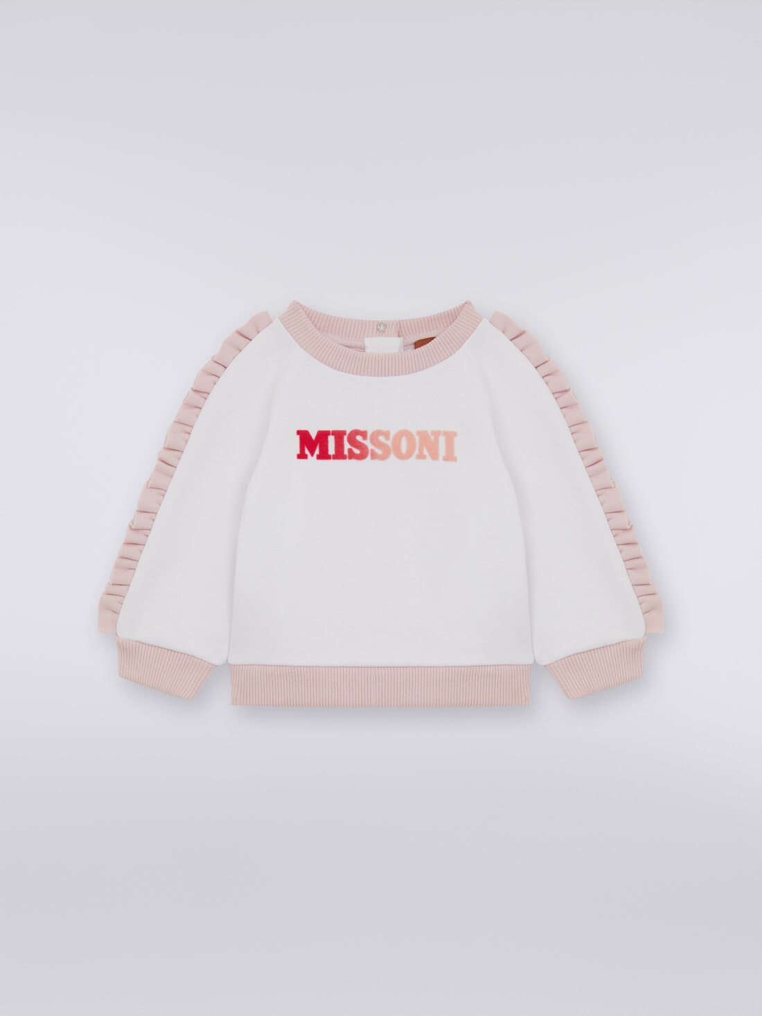 Pull en coton avec fronces et logo dégradé, Rose   - 8053147037301 - 0