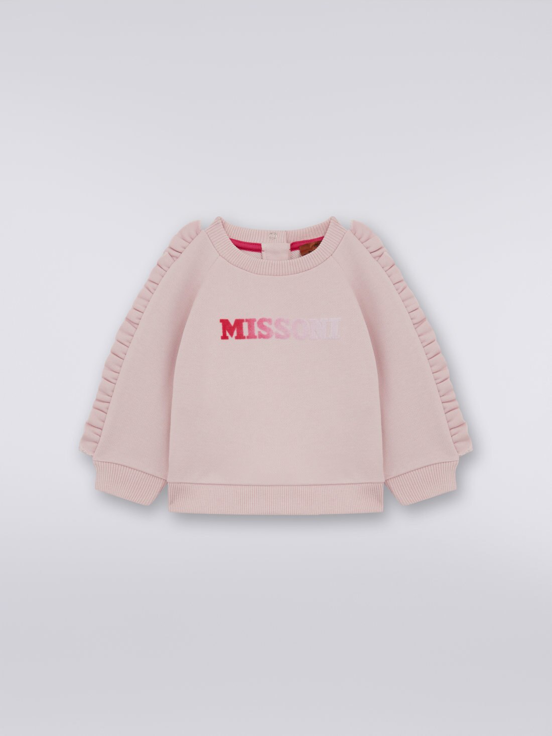 Cotton pullover with gathers and dégradé logo Pink | Missoni