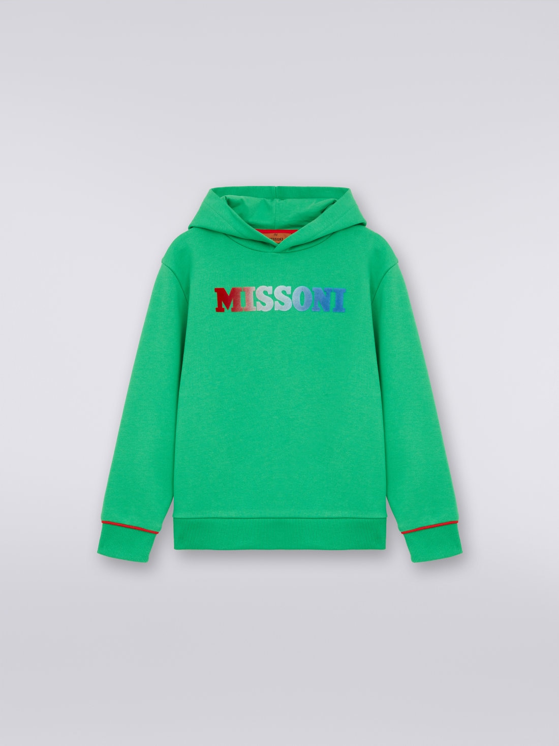 Cotton hoodie with dégradé logo, Green - KS23WW0BBV00E3S6124 - 0