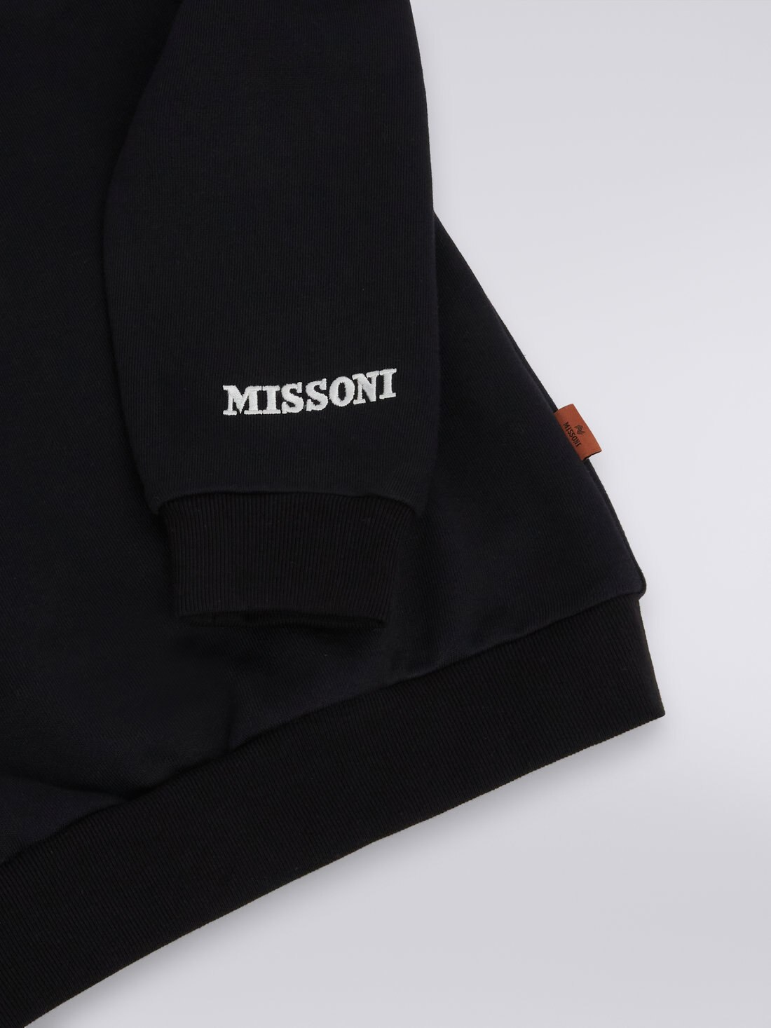Polo de algodón de manga larga con inserciones a espigas y logotipo, Blanco & Negro - 8053147038124 - 3