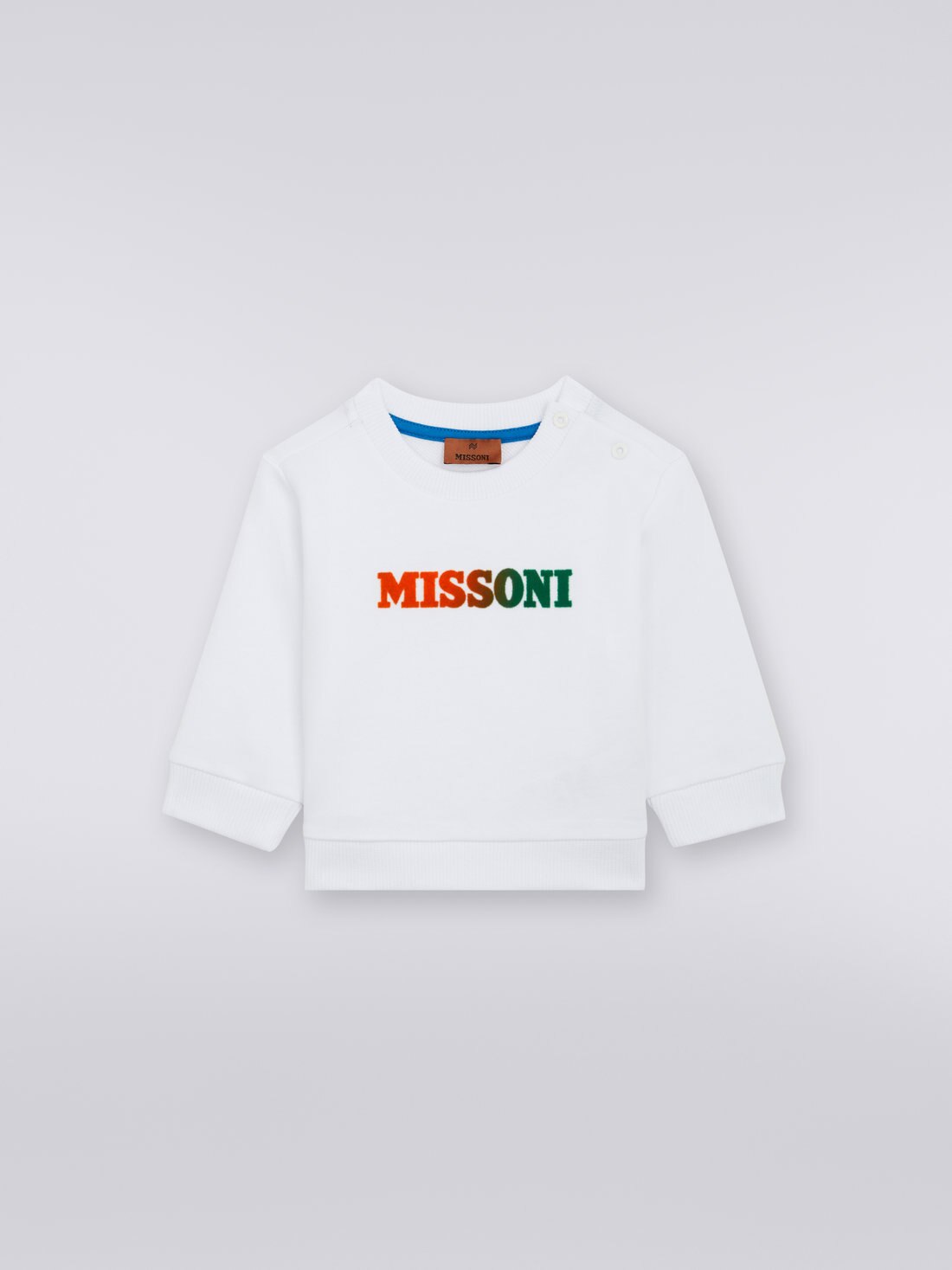 Crew-neck cotton sweatshirt with logo, White  - KS23WW0JBV00E3S019E - 0