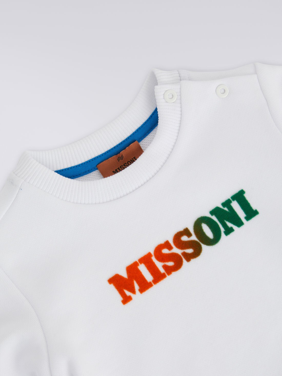 Crew-neck cotton sweatshirt with logo, White  - KS23WW0JBV00E3S019E - 2