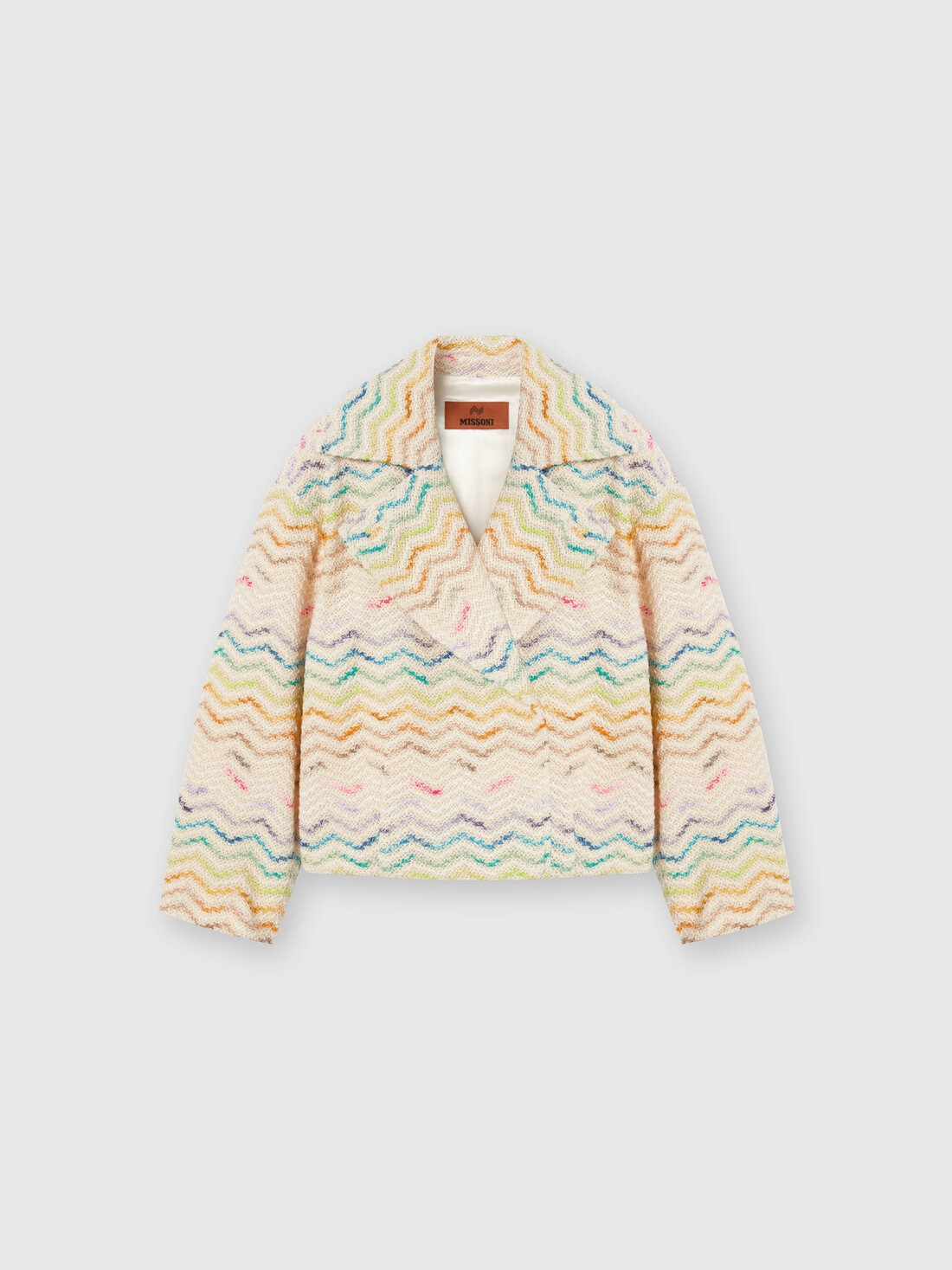 Chevron knit jacket, Multicoloured  - KS24SF00BV00FVS01CW - 0