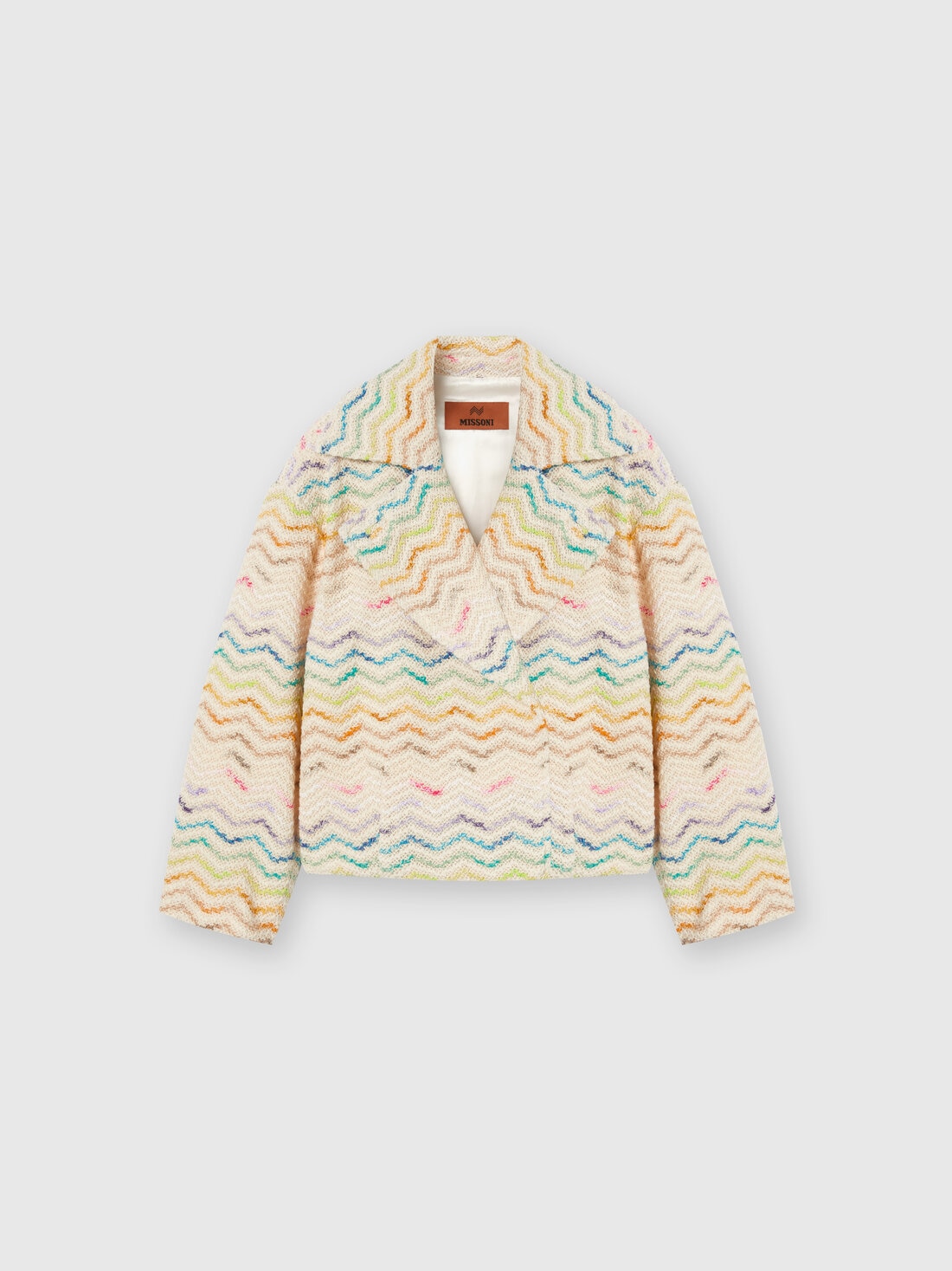 Giacca in maglia chevron, Multicolore  - KS24SF00BV00FVS01CW - 0