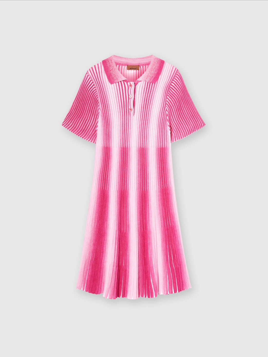 Midi dress in striped viscose knit, Pink   - KS24SG01BV00FVS30DI - 0
