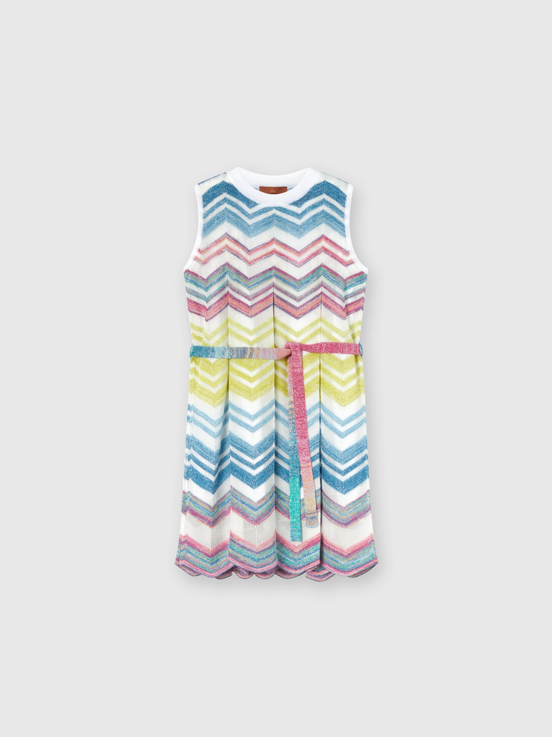 Viscose blend zigzag knit dress with lamé, Multicoloured  - KS24SG02BV00FVSM923 - 0