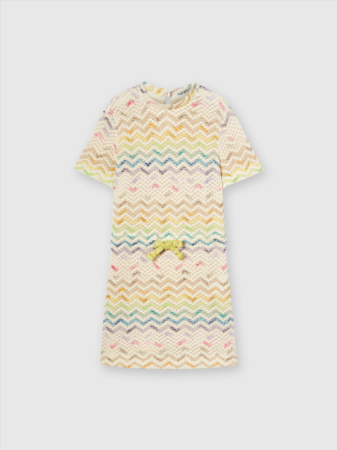 Cotton blend chevron knit dress, Multicoloured  - KS24SG03BV00FVS01CW - 0